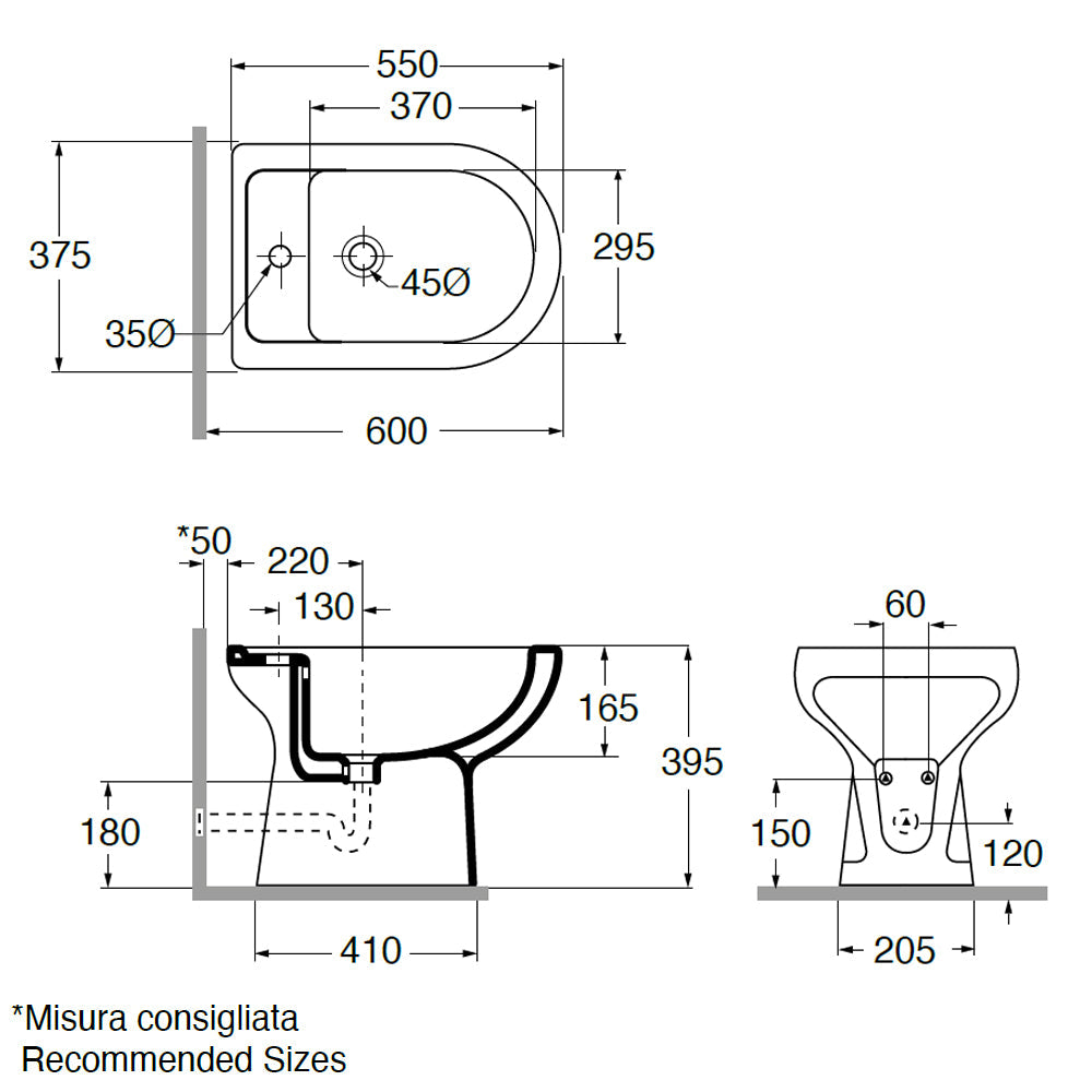  Sanitari con scarico a terra e sedile in poliestere Ceramica Azzurra modello 'Diana' cm 55