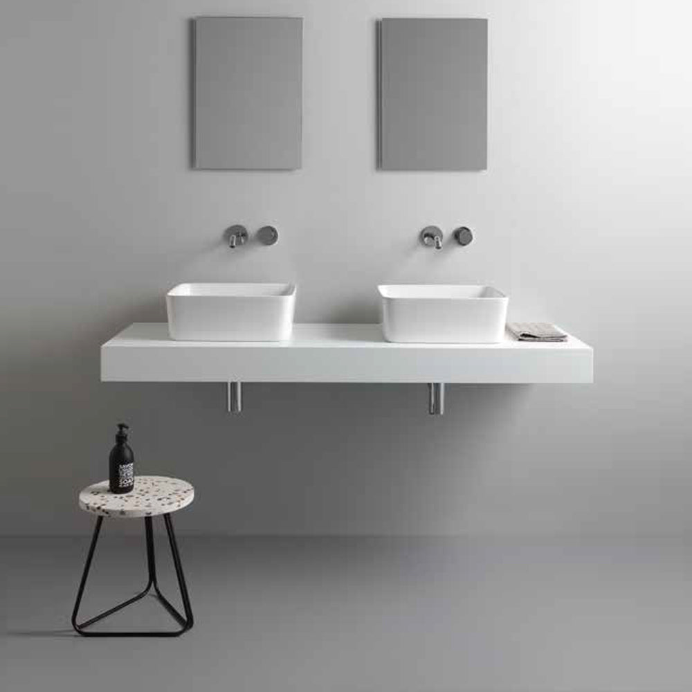 Lavabo d'arredo installazione appoggio 'Zeta' Ceramica Azzurra cm 38x38x13h