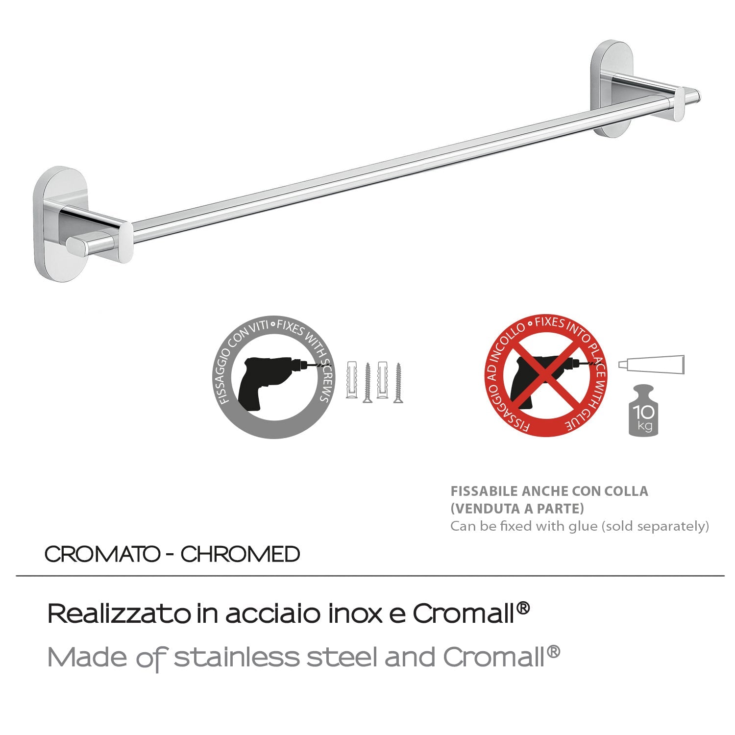  Portasalviette 60 cm in Acciaio Inox Gedy serie Febo - Cromato by CeramicStore | Lo specialista del tuo bagno