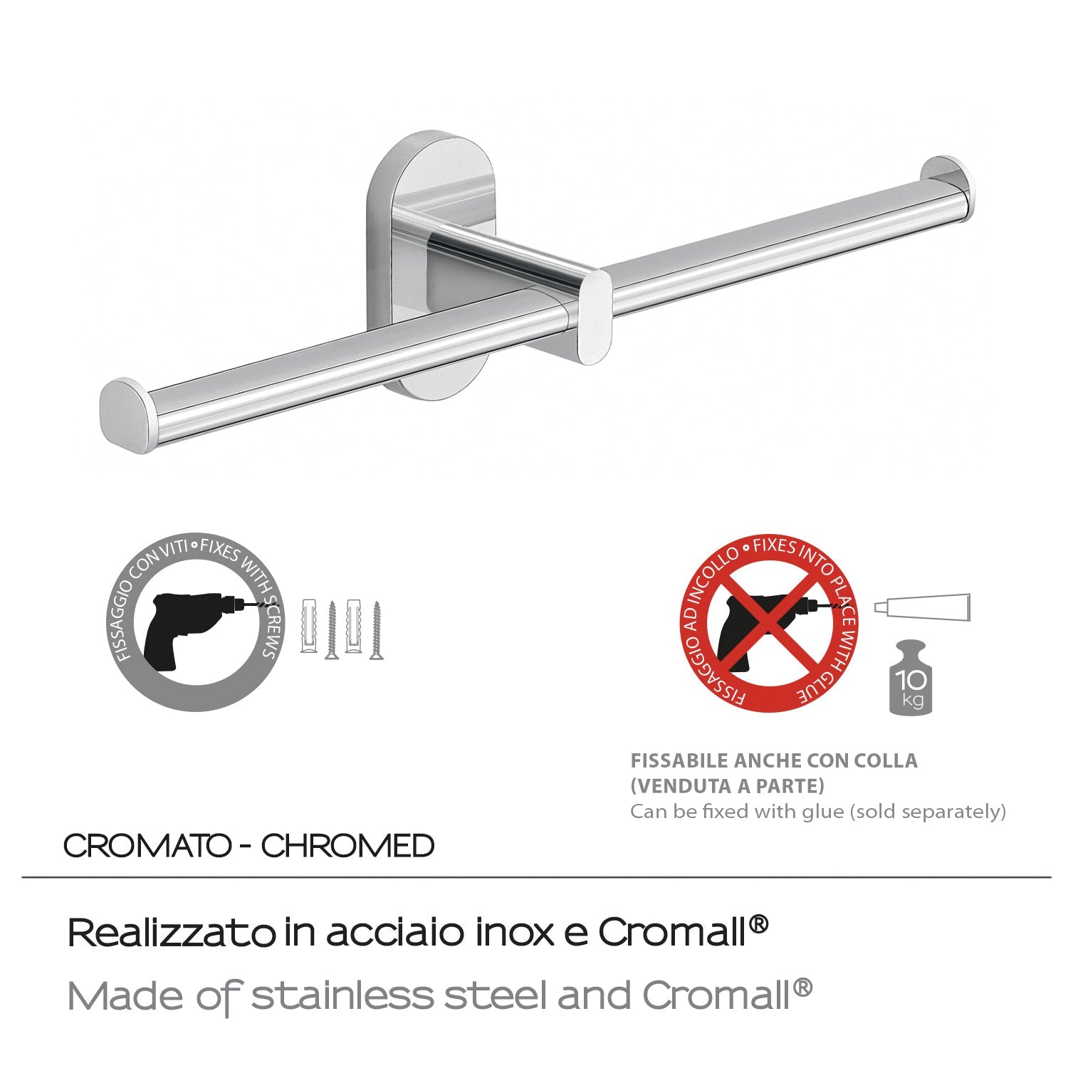  Portarotolo doppio in Acciaio Inox Gedy serie Febo - Cromato