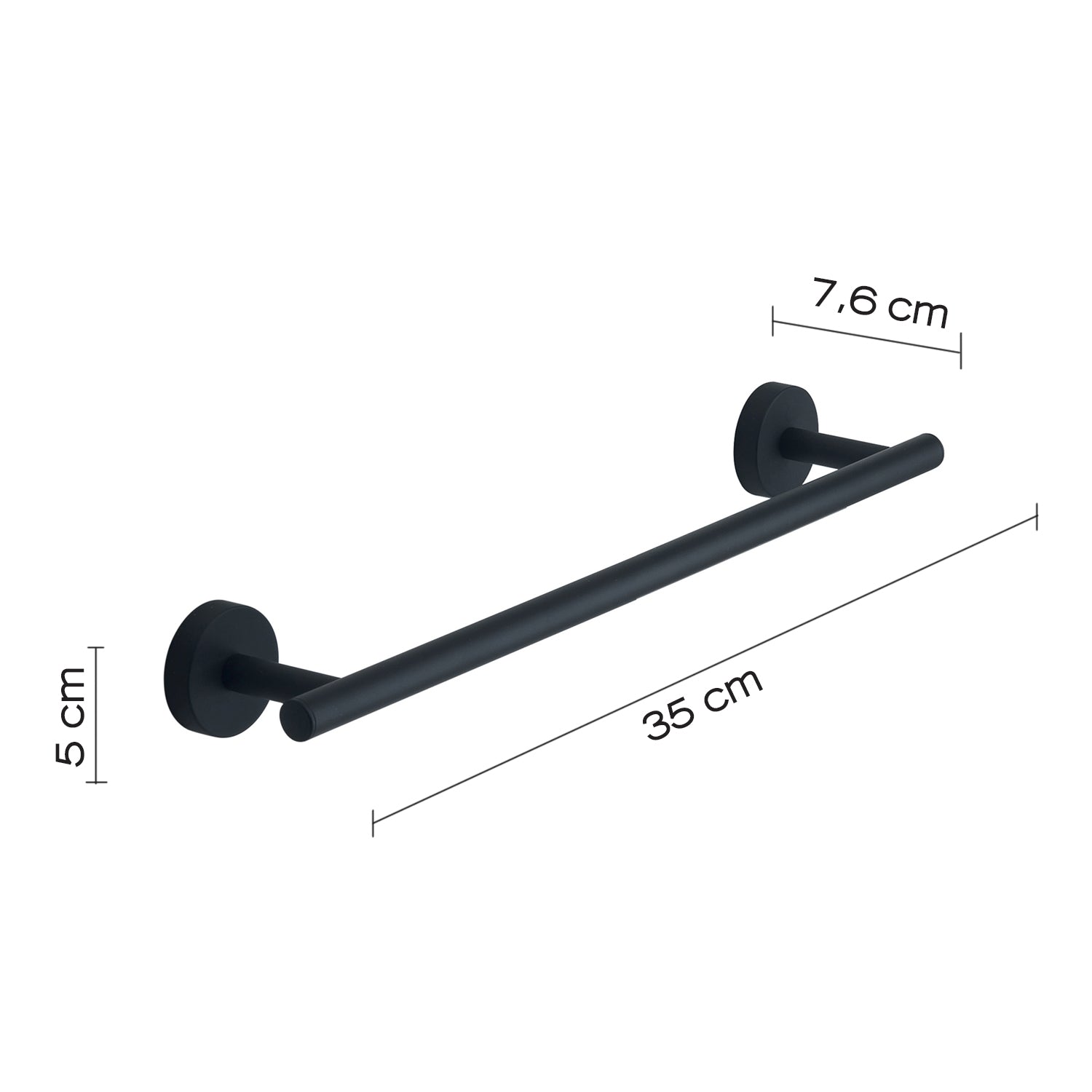  Portasalviette 35 cm a muro in Acciaio Inox Eros di Gedy - Nero Matt by CeramicStore | Lo specialista del tuo bagno
