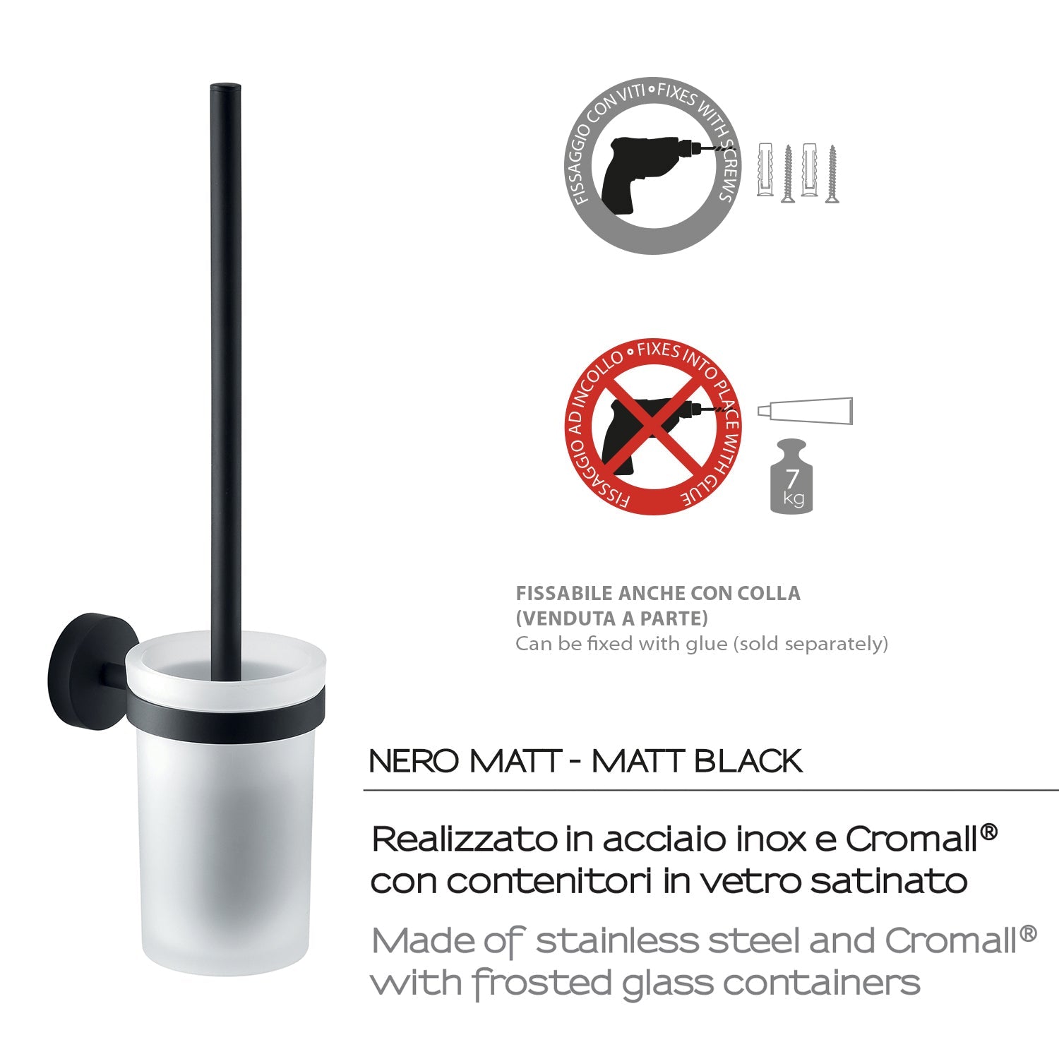  Scopino a muro in Acciaio Inox Eros di Gedy - Nero Matt by CeramicStore | Lo specialista del tuo bagno