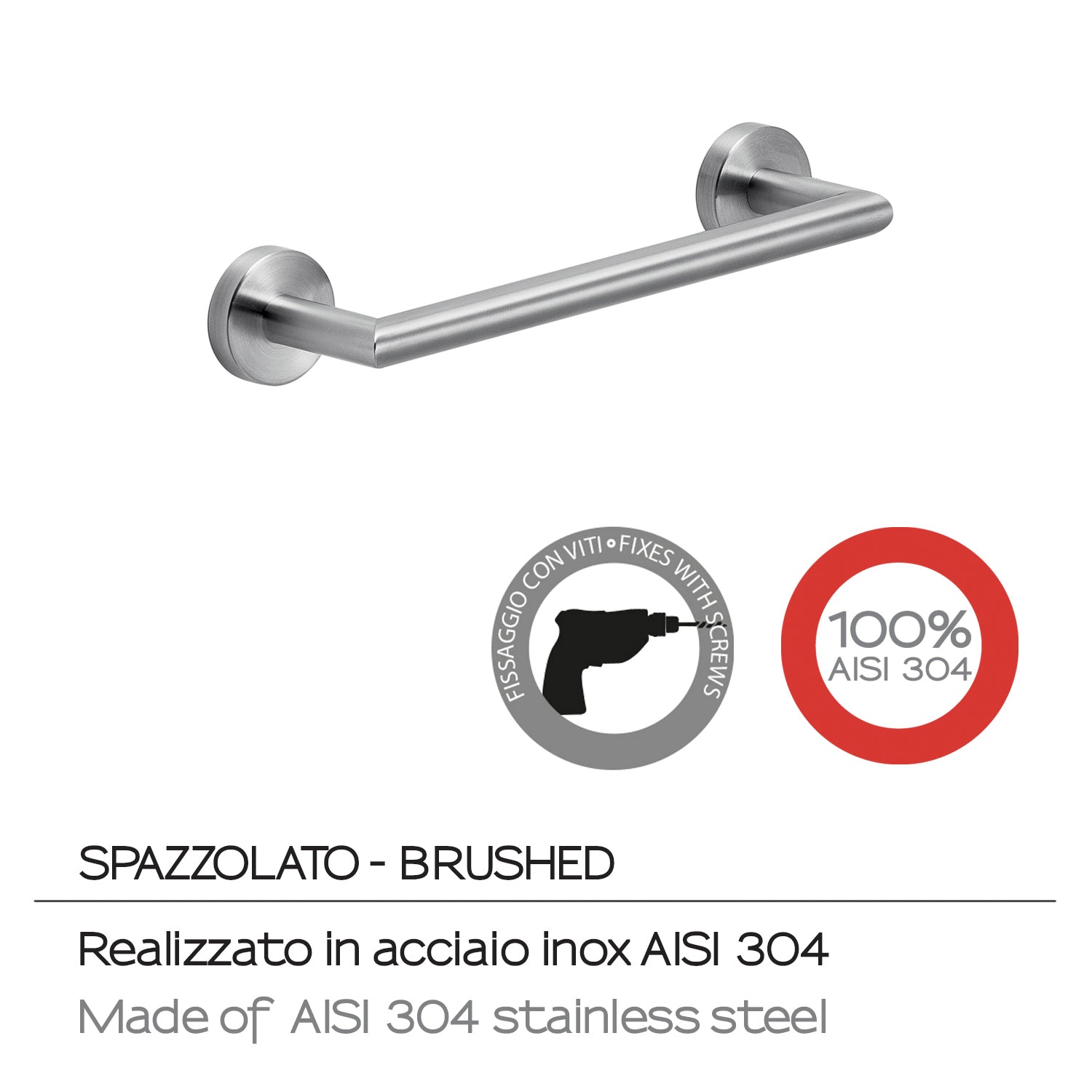  Portasalviette 30 cm in Acciaio Inox AISI 304 Gedy serie Project - Spazzolato by CeramicStore | Lo specialista del tuo bagno