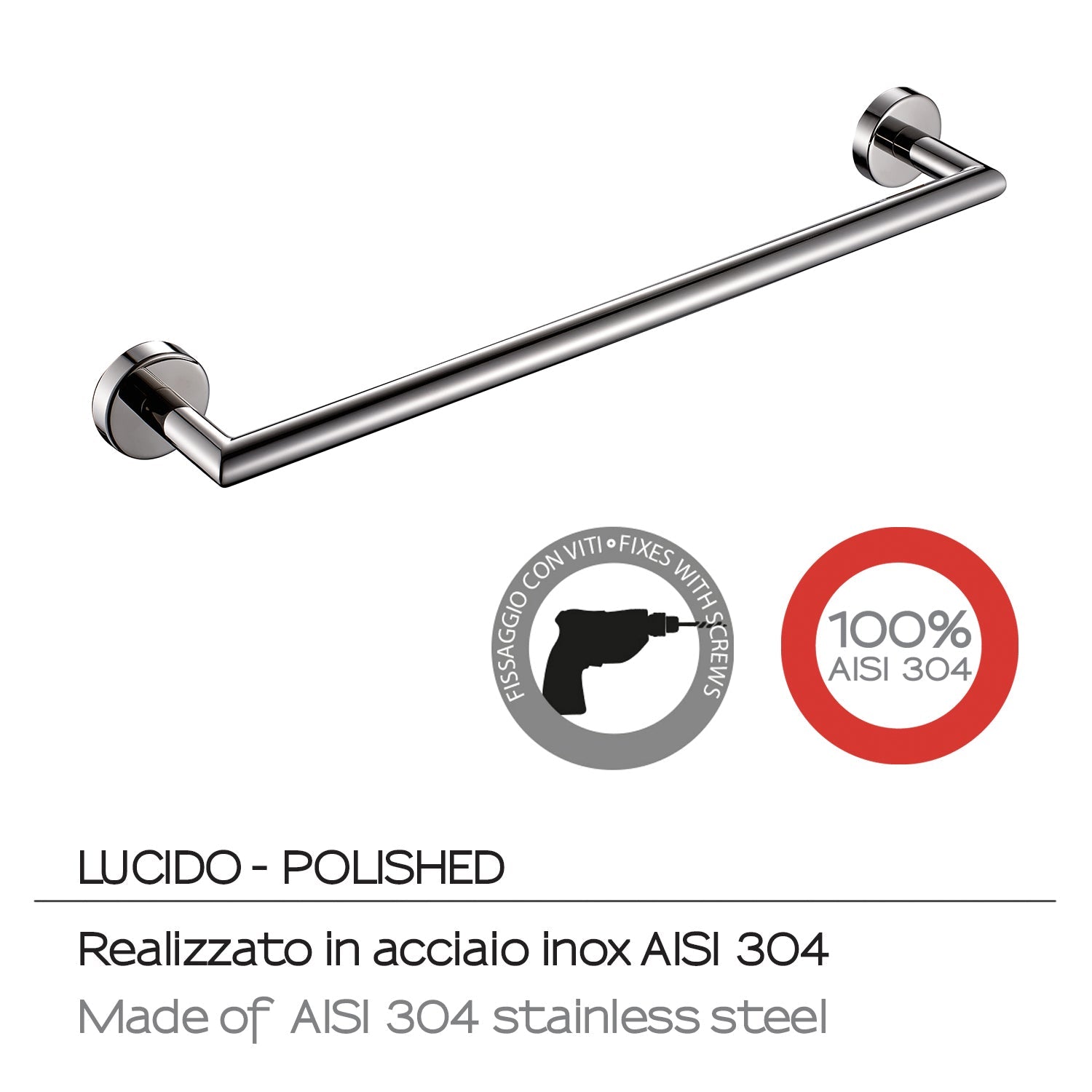  Portasalviette 45 cm in Acciaio Inox AISI 304 Gedy serie Project - Lucido by CeramicStore | Lo specialista del tuo bagno