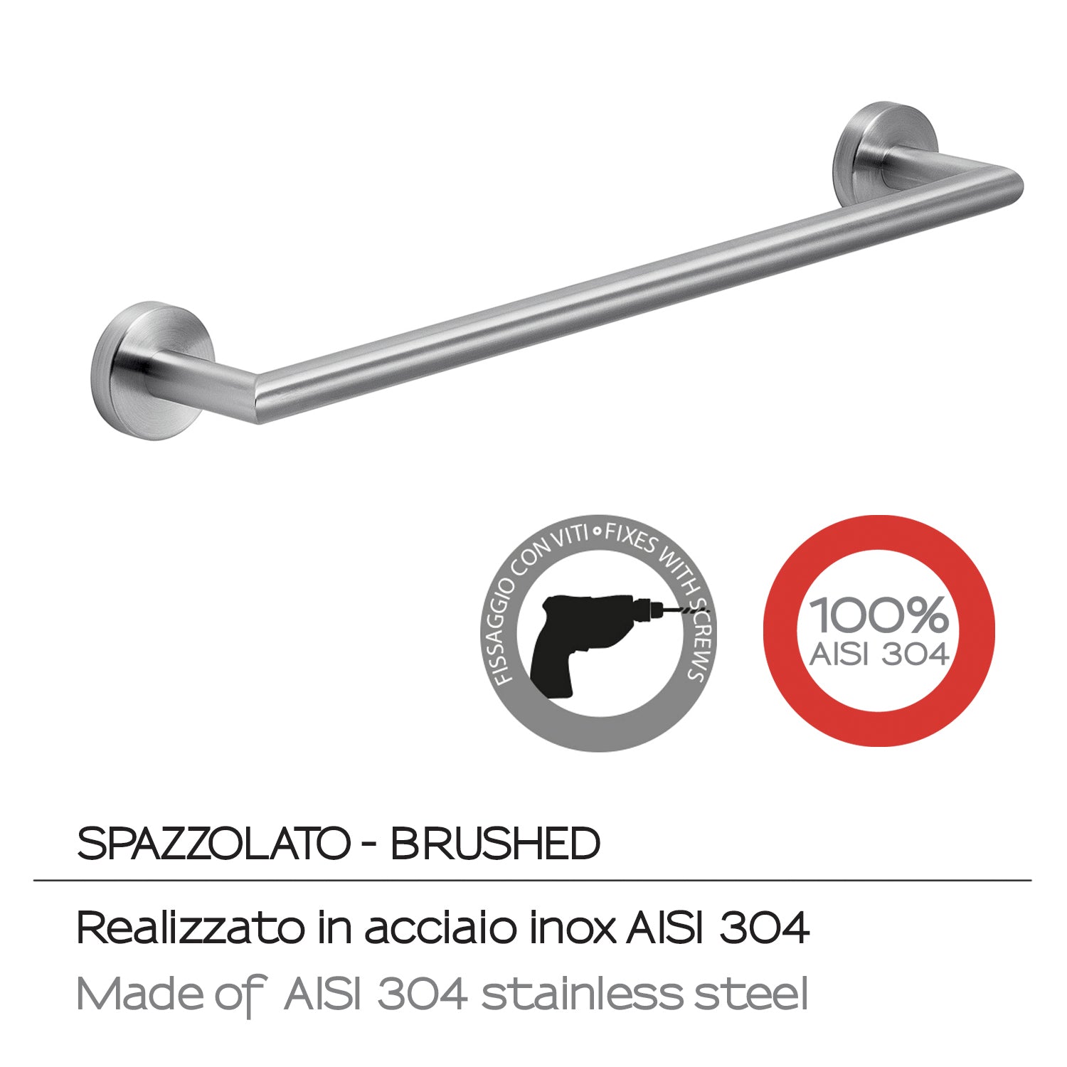  Portasalviette 45 cm in Acciaio Inox AISI 304 Gedy serie Project - Spazzolato by CeramicStore | Lo specialista del tuo bagno