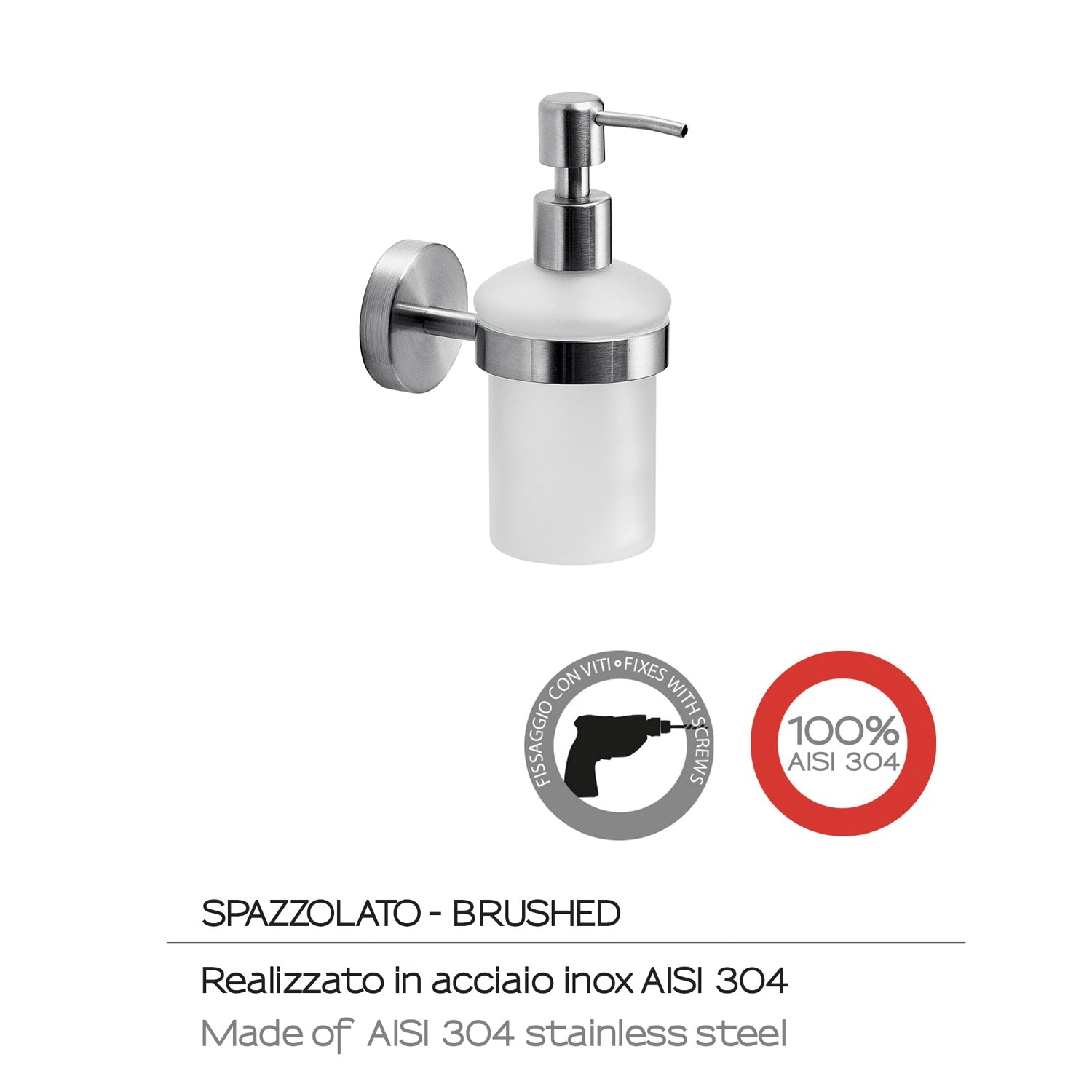  Dosasapone in Acciaio Inox AISI 304 Gedy serie Project - Spazzolato by CeramicStore | Lo specialista del tuo bagno