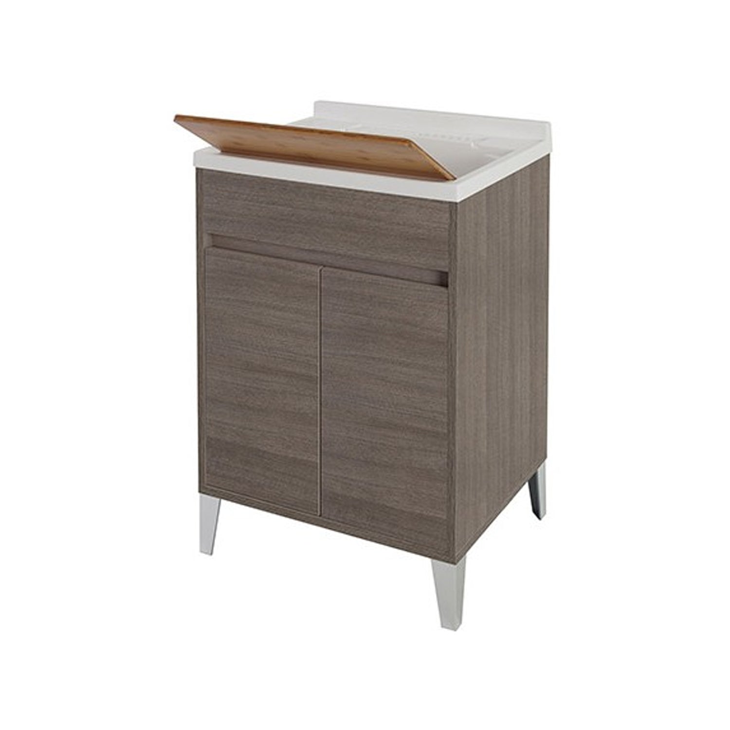 Mobile lavatoio da terra Cubi&Co linea Mondial 60 cm con vasca in resina - Rovere scuro