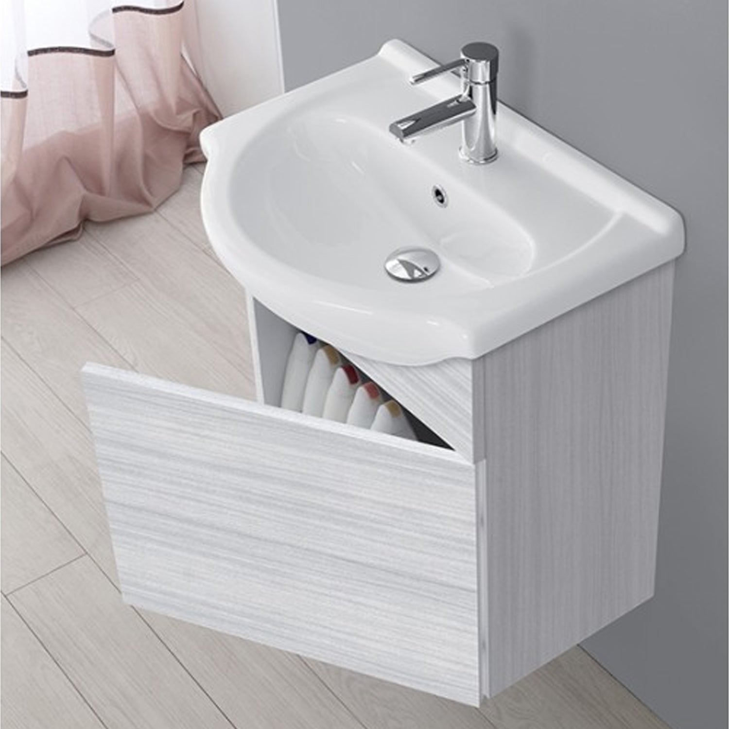 Composizione bagno sospesa Cubi&Co Star 55 cm con specchio - Grigio 3