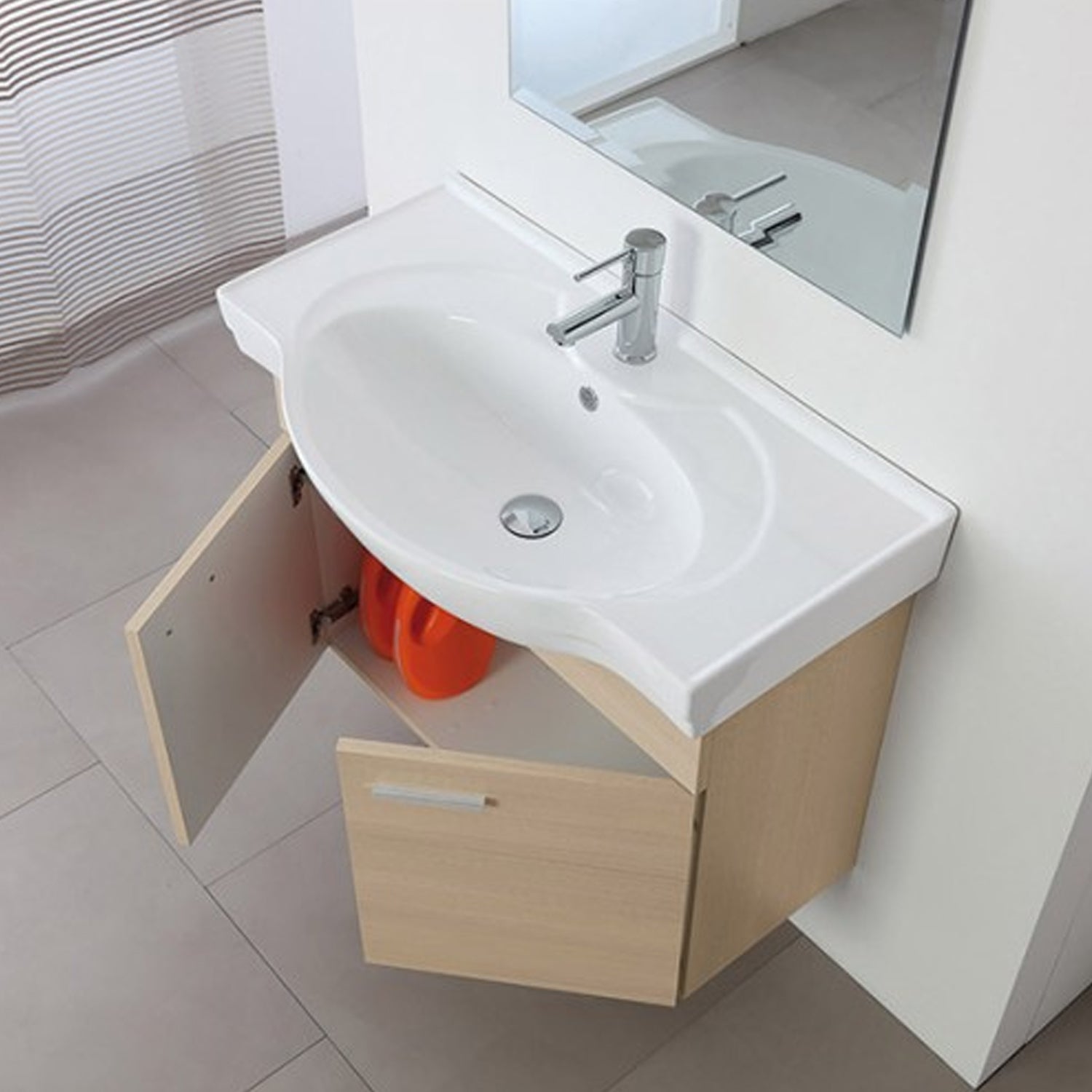 Composizione bagno sospesa Cubi&Co Star 80 cm con specchio - Larice 3