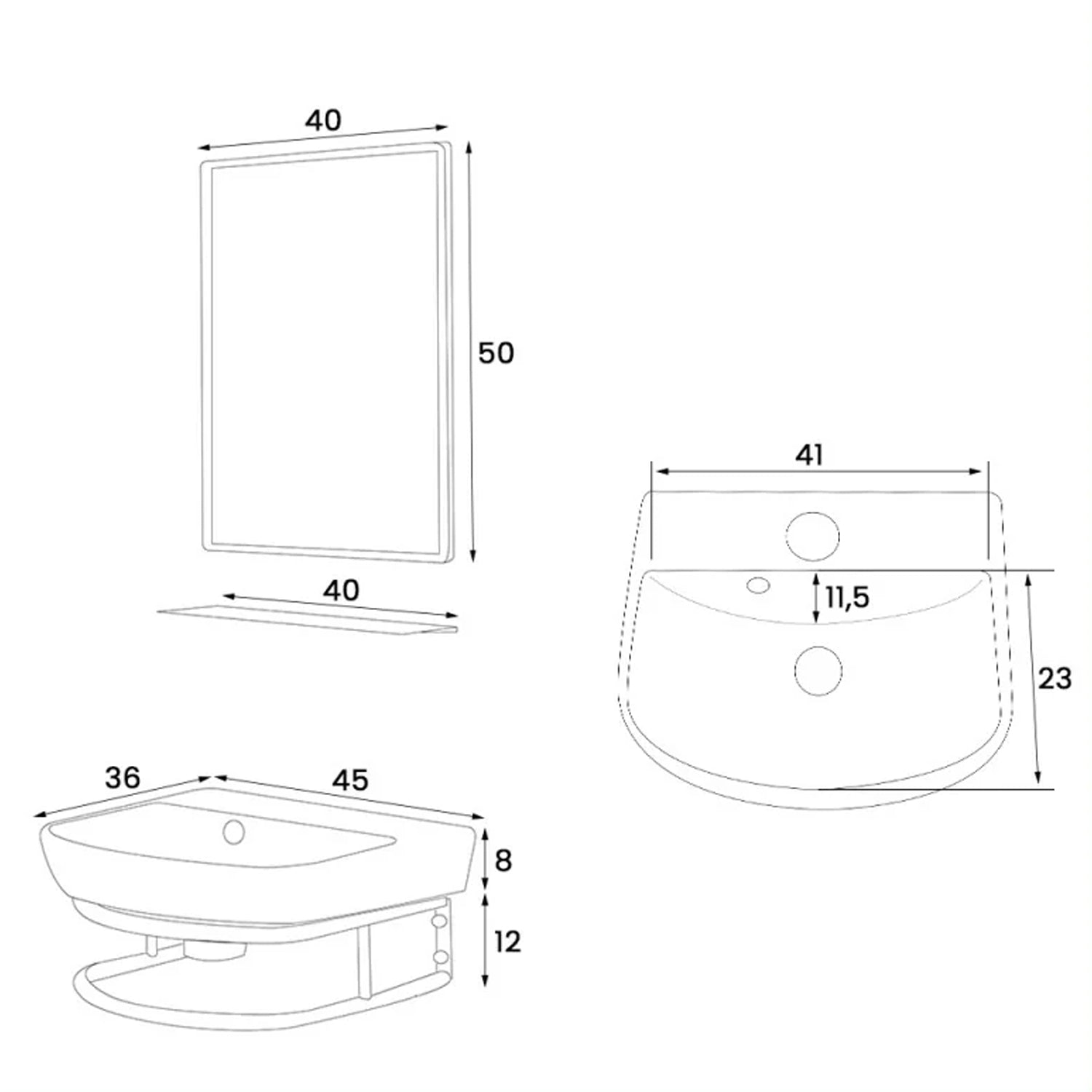 Composizione bagno Cubi&Co serie Forge 45cm in metallo - Nero 4