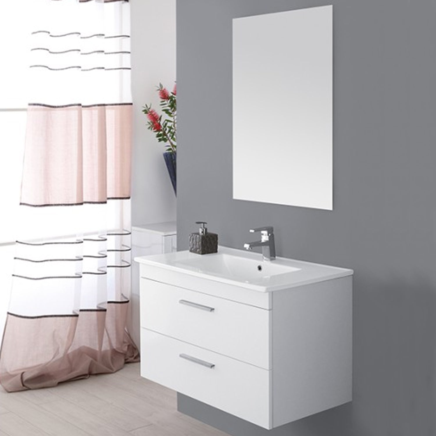 Composizione bagno sospesa Cubi&Co Star 80 cm con cassettoni - Bianco lucido