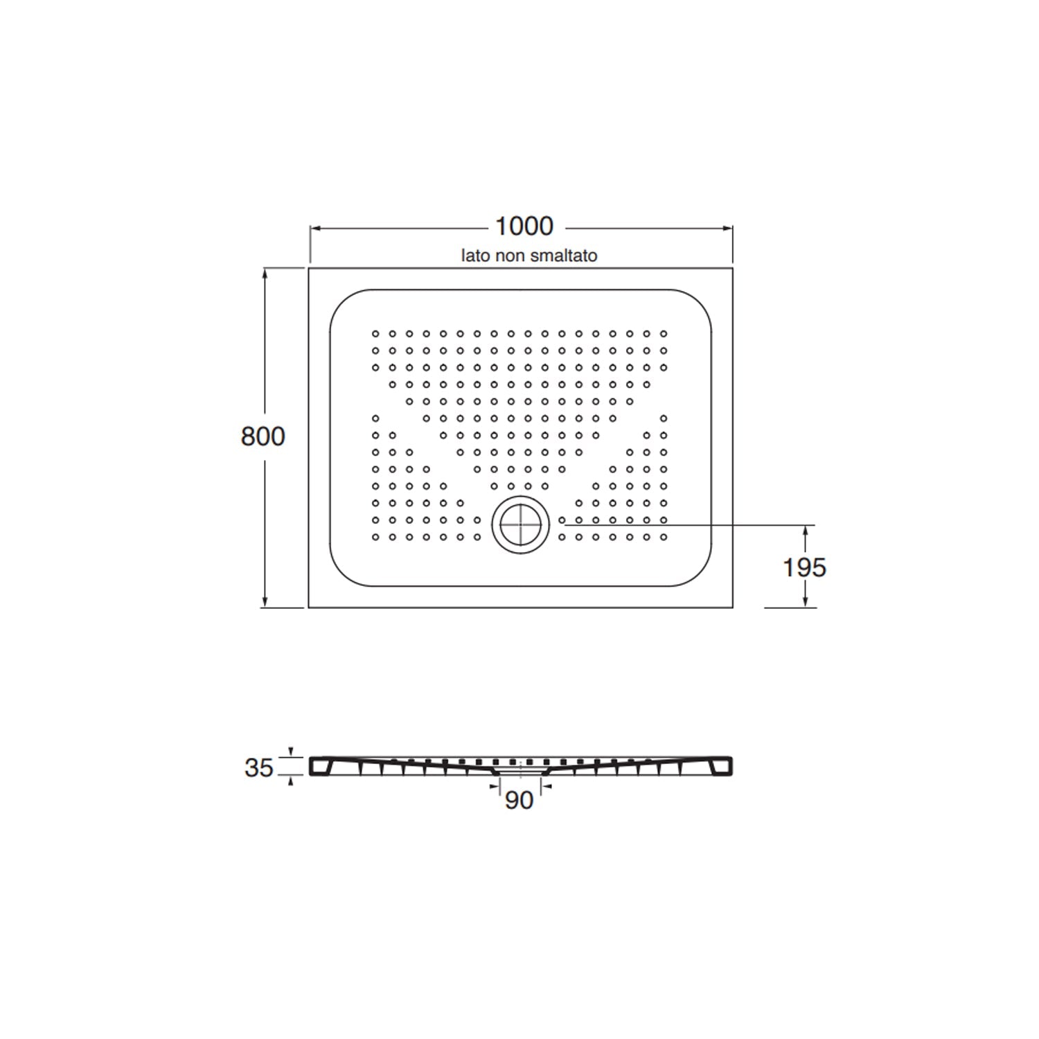  Piatto doccia in ceramica 100x80 cm Azzurra serie Relax - Bianco lucido by CeramicStore | Lo specialista del tuo bagno
