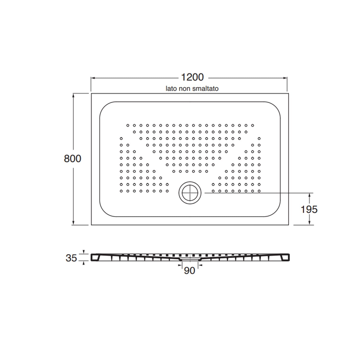  Piatto doccia in ceramica 120x80 cm Azzurra serie Relax - Bianco lucido