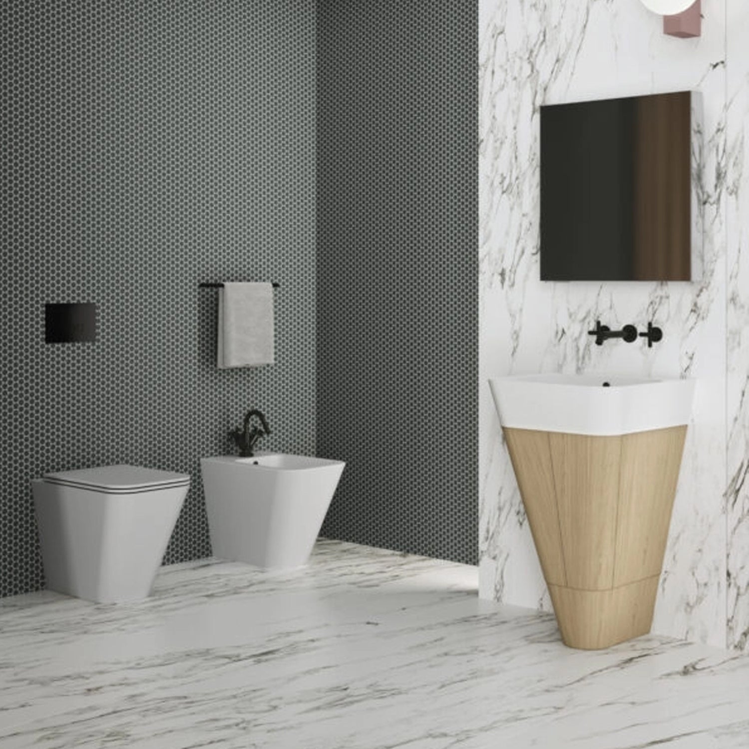  Set sanitari a terra Azzurra serie Build con vaso WC