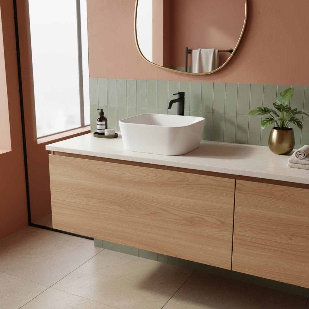 Lavabo da appoggio Azzurra serie Build 35x35 cm - Bianco lucido