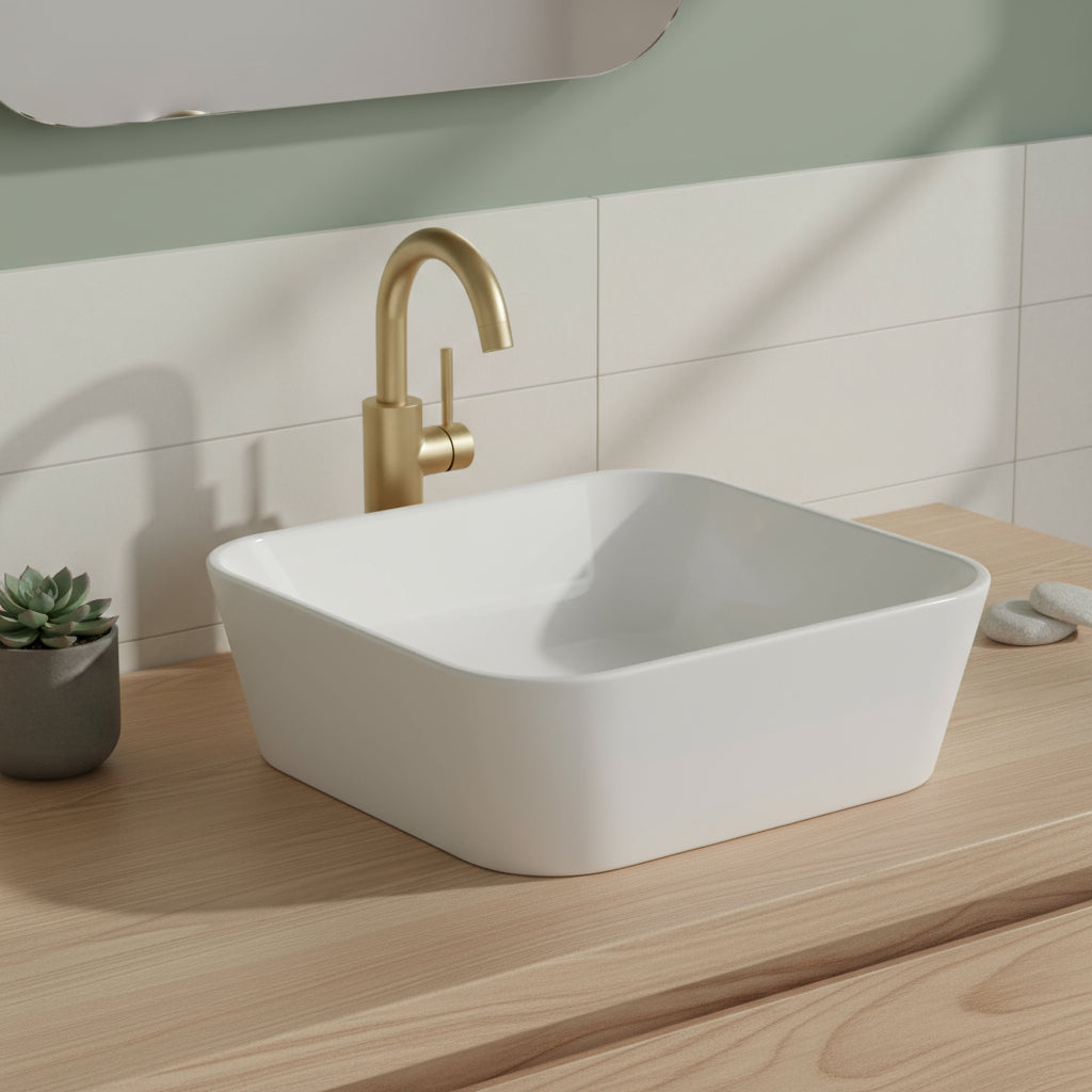 Lavabo da appoggio Azzurra serie Build 43x43 cm - Bianco lucido