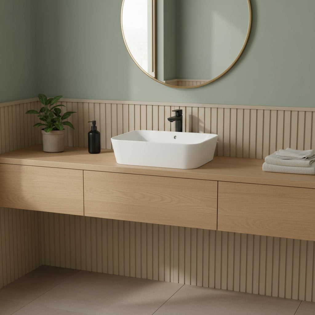 Lavabo sospeso/appoggio Azzurra serie Build 50x50 cm - Bianco lucido