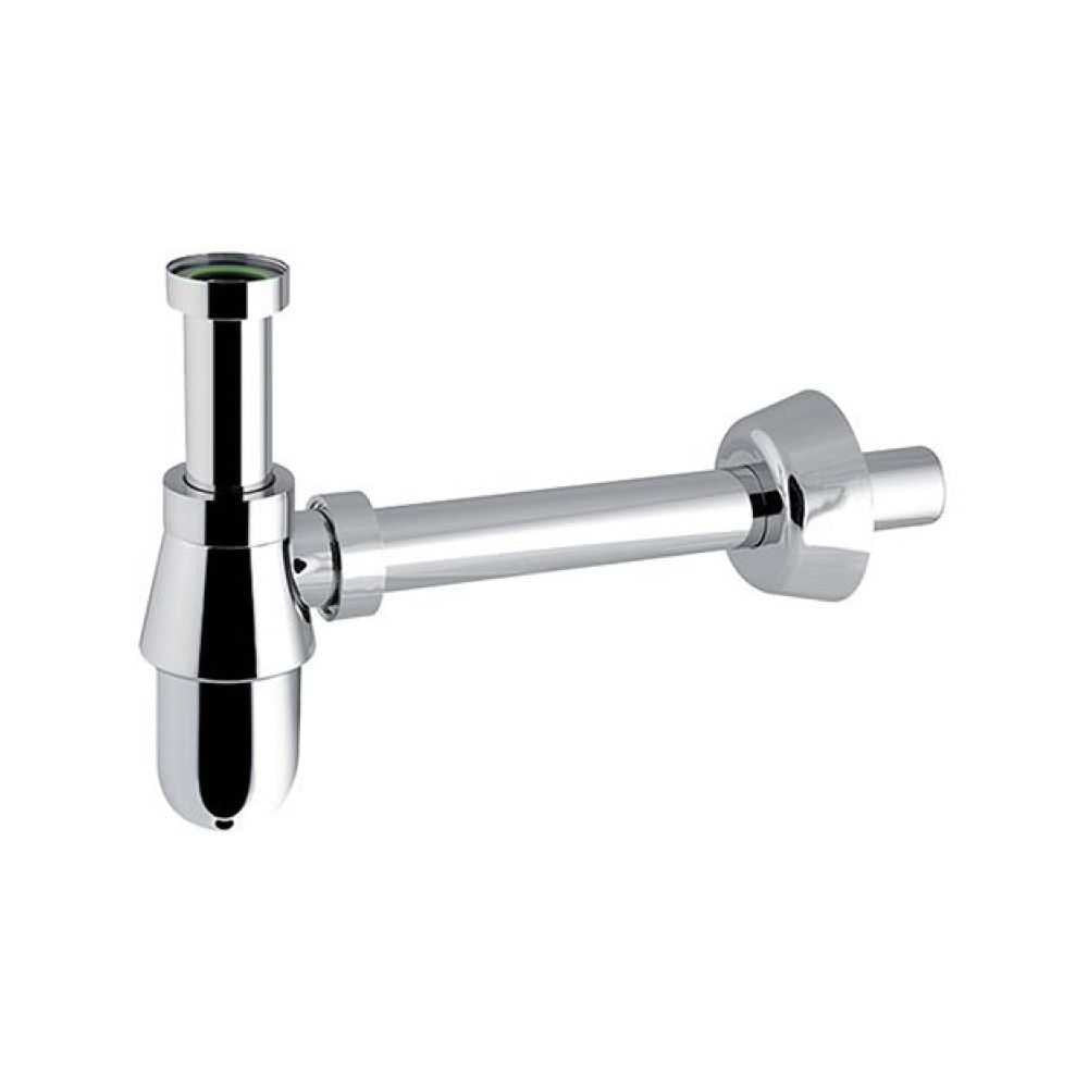 Sifone a bottiglia Rubiflux con attacco universale in ottone cromato