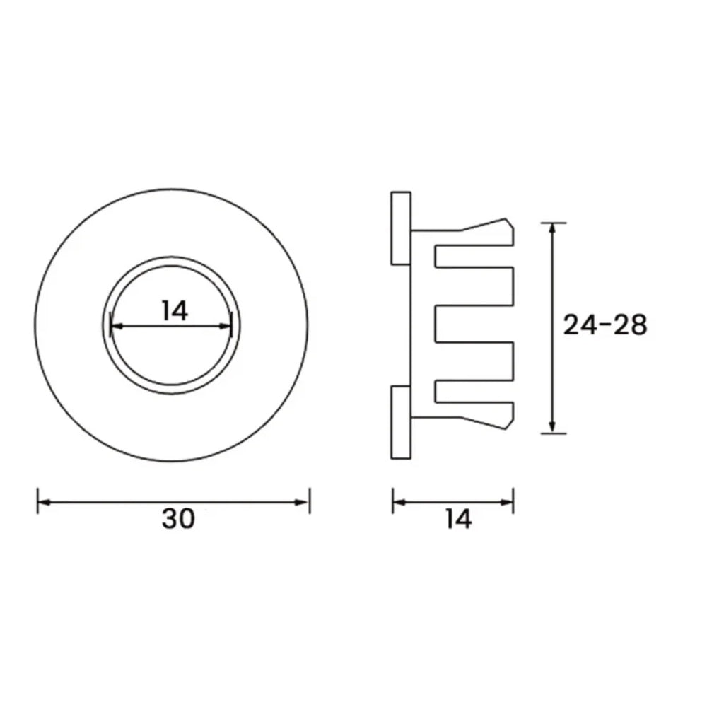 Ghiera forata troppopieno Rubiflux in ottone per lavabi e bidet foro diametro 24 0 28 mm - Nero Opaco 2