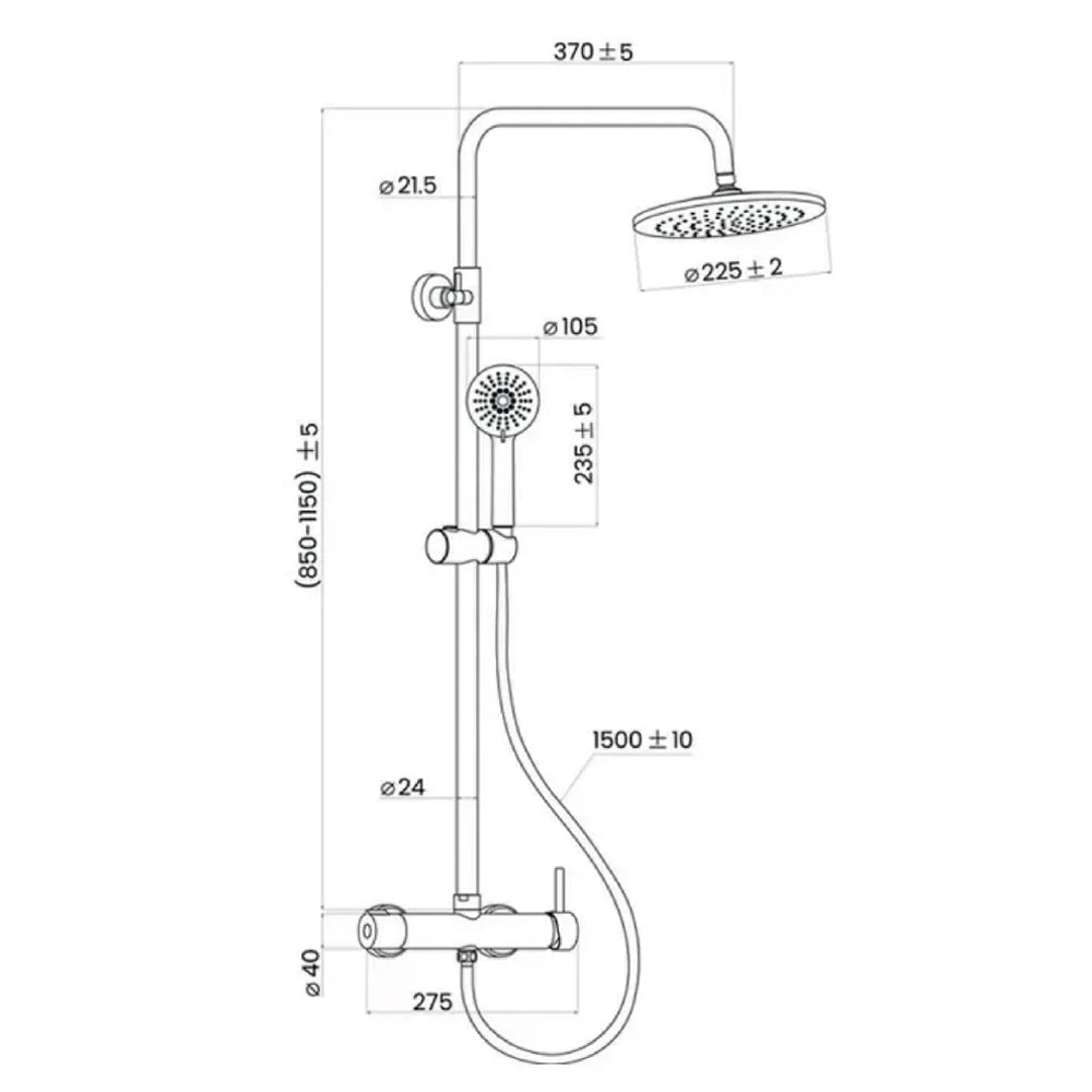 Colonna doccia cromata DocciaGo serie Pluton con miscelatore meccanico - Nero Opaco 3