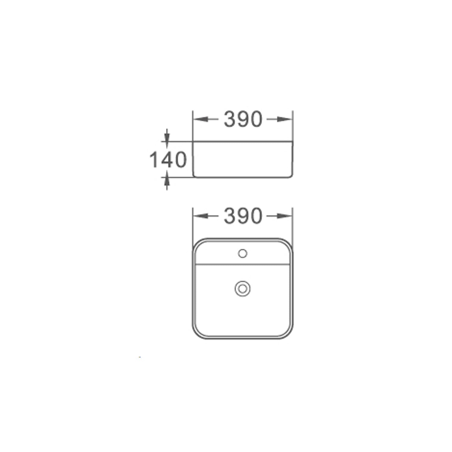  Lavabo consolle monoforo quadro 39cm bianco in ceramica BathCore linea Alba