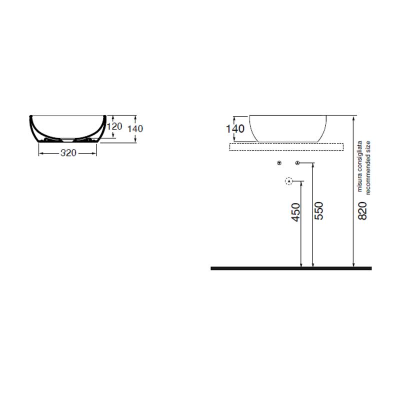  Lavabo da appoggio Ceramica Azzurra Elegance Circle 40 cm con bordo sottile - Carbonio/Antracite