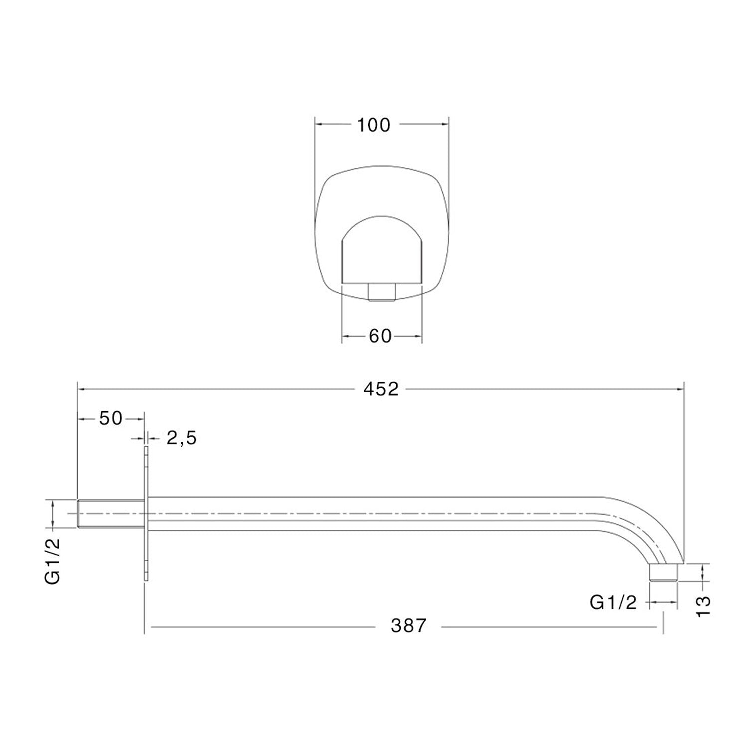  Braccio doccia lusso tondo in ottone lunghezza 387mm by CeramicStore | Lo specialista del tuo bagno