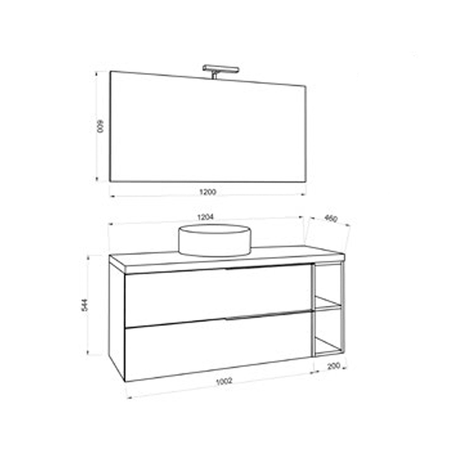  Mobile bagno con lavabo in ceramica specchio e lampada cm 120 colore Pietra - Cubi&Co modello Symmetry 4 by CeramicStore | Lo specialista del tuo bagno