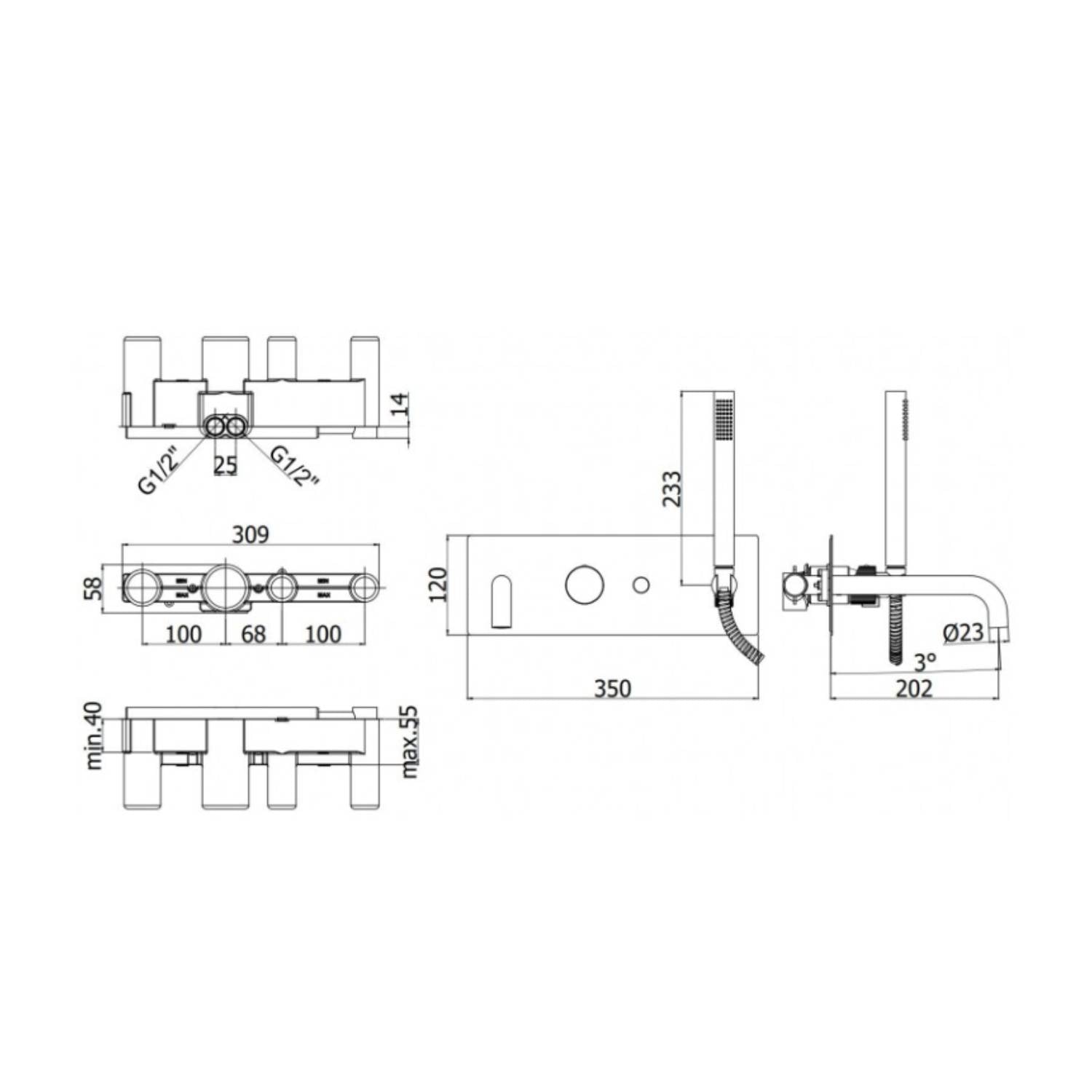  Miscelatore Vasca Ad Incasso Con Deviatore Bocca Erogazione 2 Uscite Cromo by CeramicStore | Lo specialista del tuo bagno