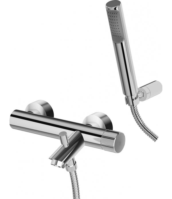 Miscelatore Vasca modello JO026CR con supporto a muro fisso in ABS con doccia e flessibile Cromo by CeramicStore | Lo specialista del tuo bagno