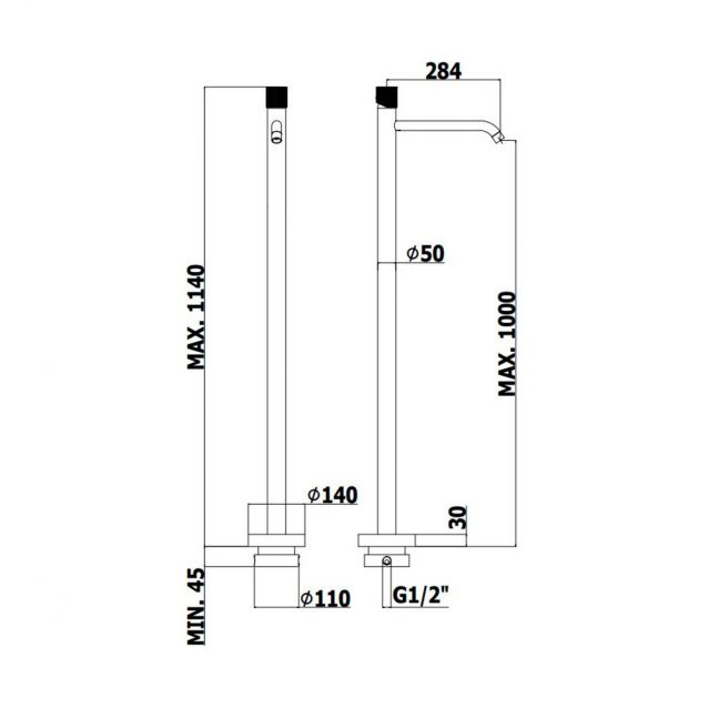  Miscelatore Lavabo A Pavimento modello JO031NO Paffoni incasso Nero Opaco by CeramicStore | Lo specialista del tuo bagno