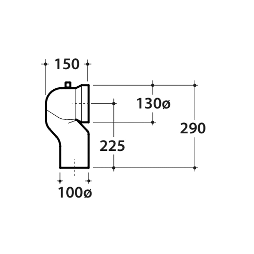 Curva Tecnica per sanitari filomuro diametro 100 2