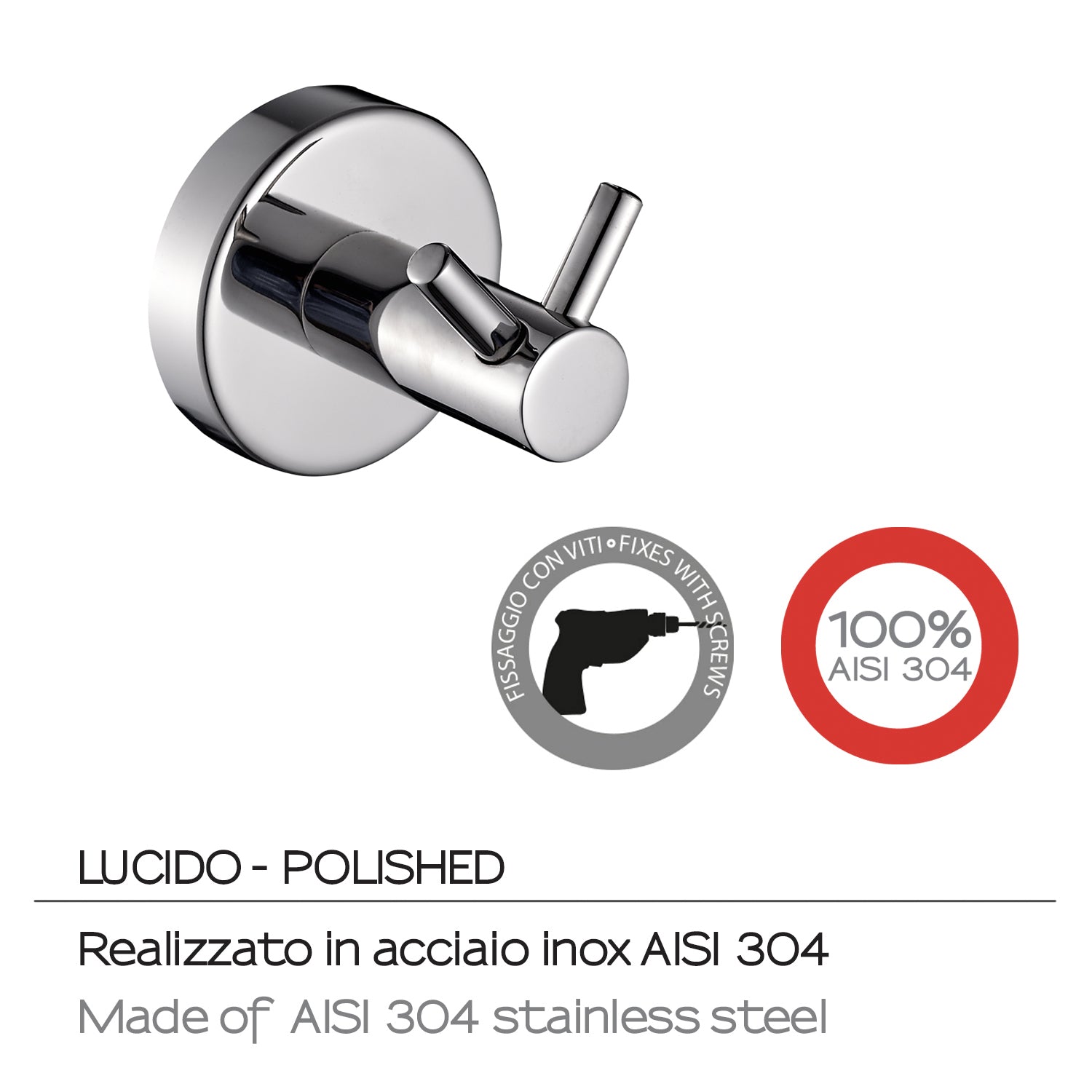  Appendiabiti doppio in Acciaio Inox AISI 304 Gedy serie Project - Lucido by CeramicStore | Lo specialista del tuo bagno