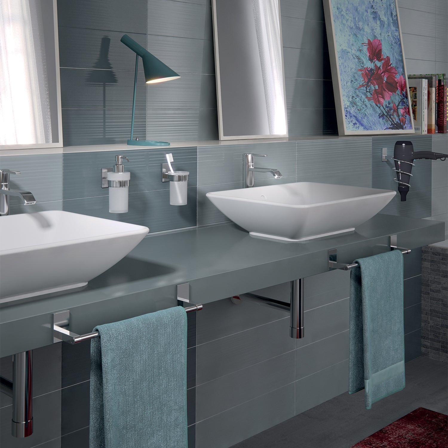  Gedy Portasalviette cm 35 Mod. Maine in acciaio inox e Cromall fissaggio a incollo by CeramicStore | Lo specialista del tuo bagno
