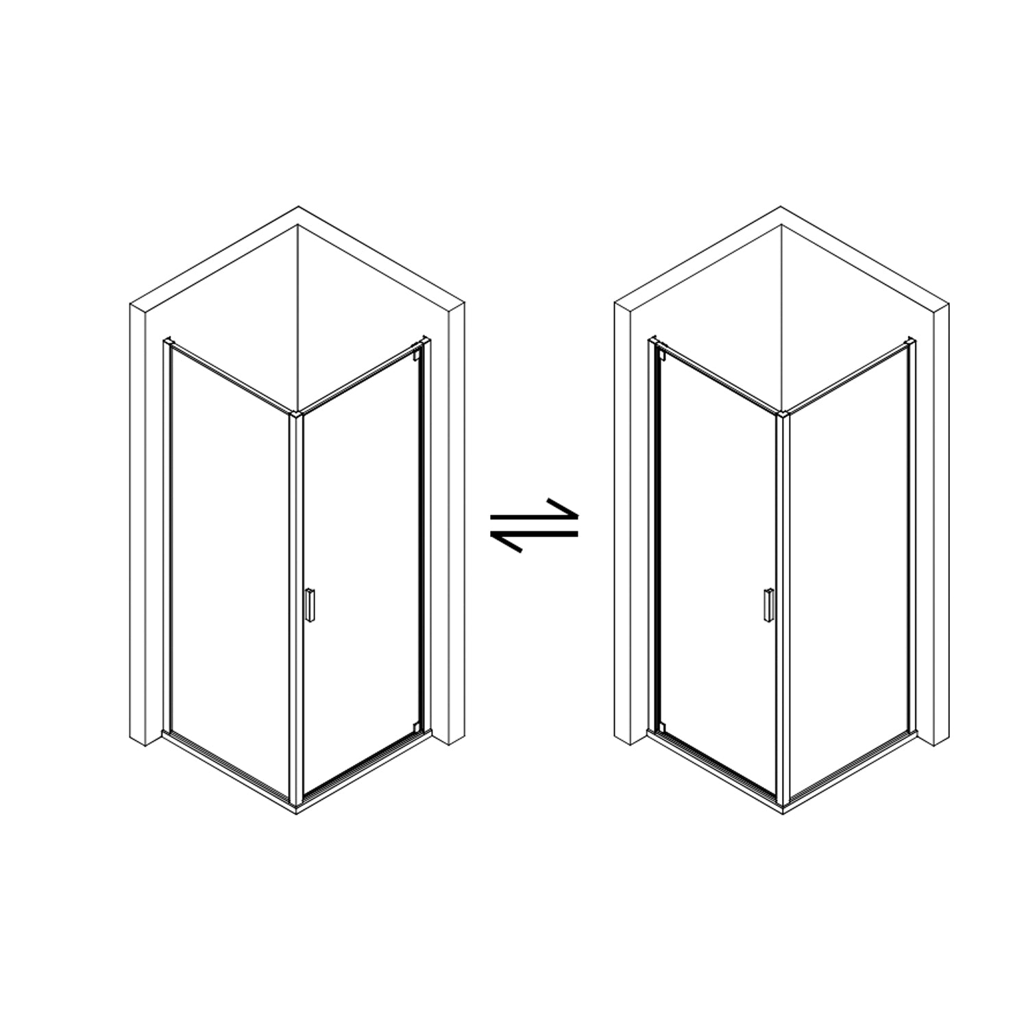 Box doccia angolare reversibile DocciaGo serie Satin con porta pivotante e parete fissa 80x80 - Cromo 2