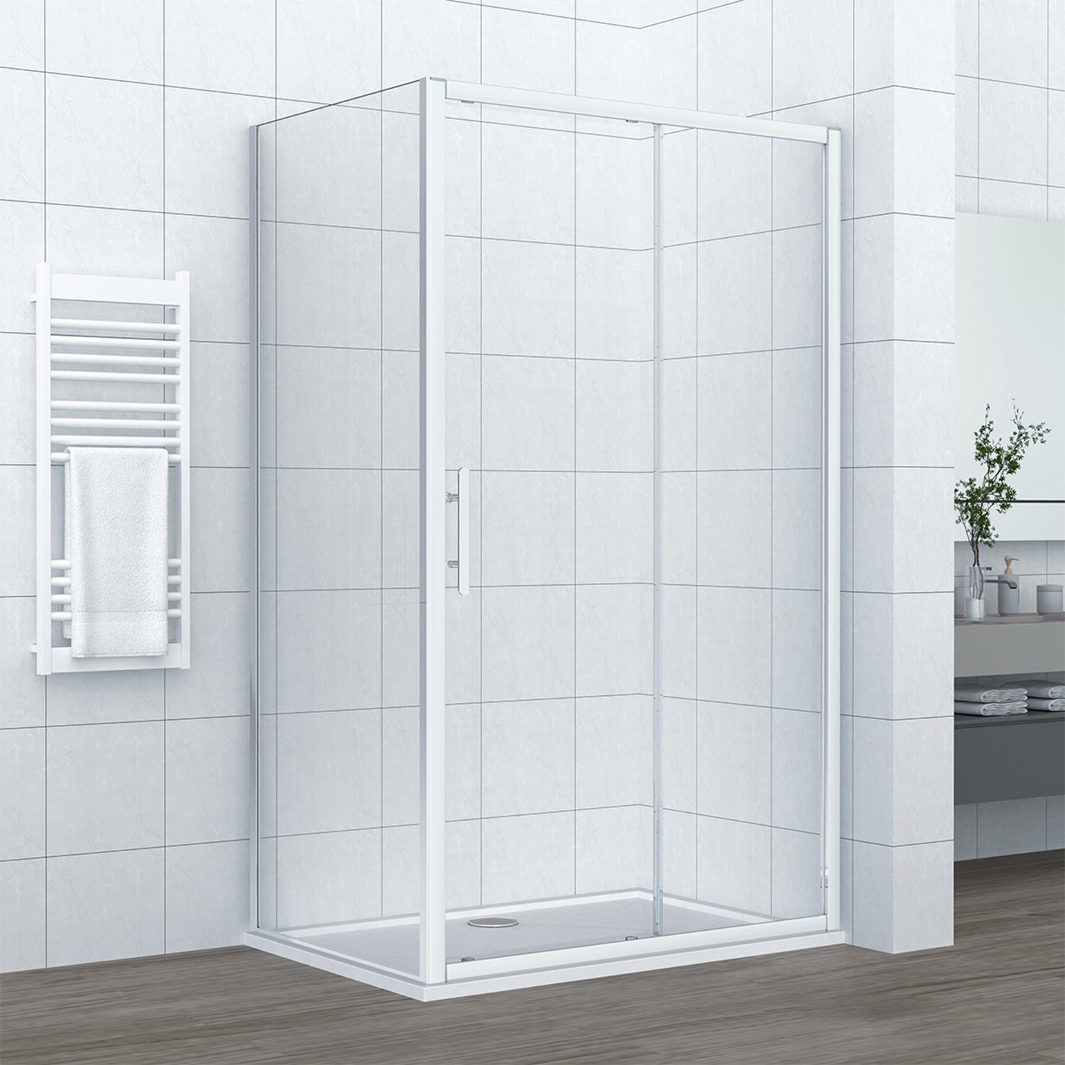 Box doccia angolare DocciaGo serie Sound con parete fissa 70 cm e porta scorrevole 100 cm - Cromo