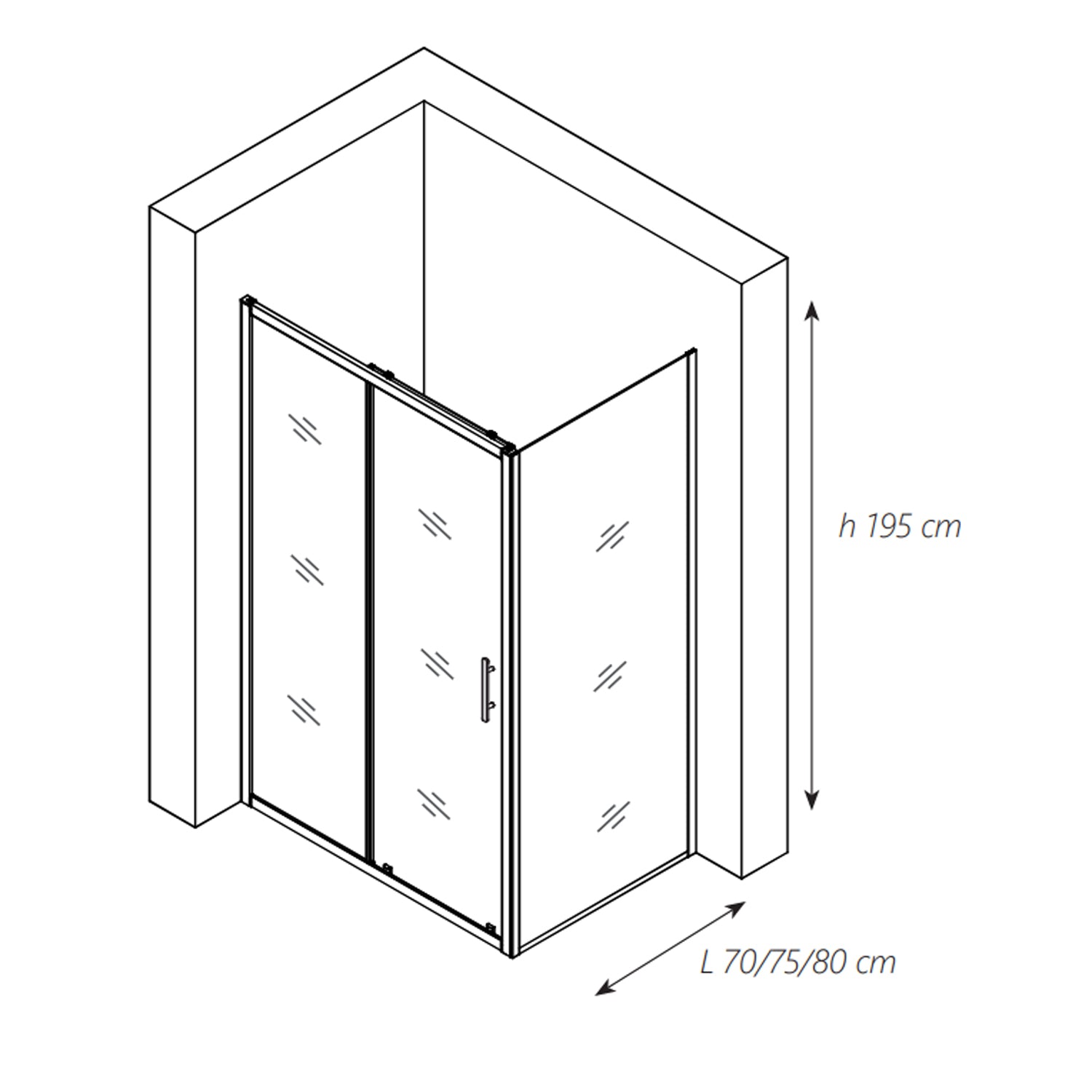 Box doccia angolare DocciaGo serie Sound con parete fissa 80 cm e porta scorrevole 100 cm - Cromo 2