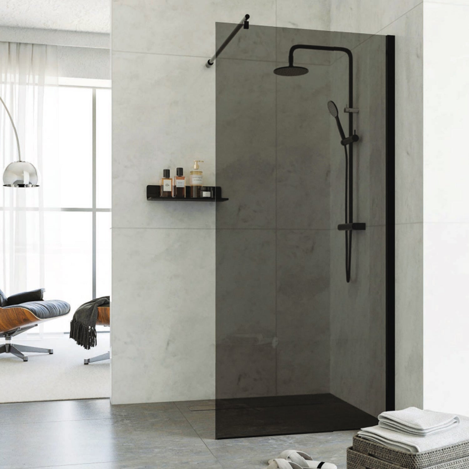 Parete doccia Walk-In assemblata DocciaGo serie Clover 120 cm - Bianco/Trasparente 3