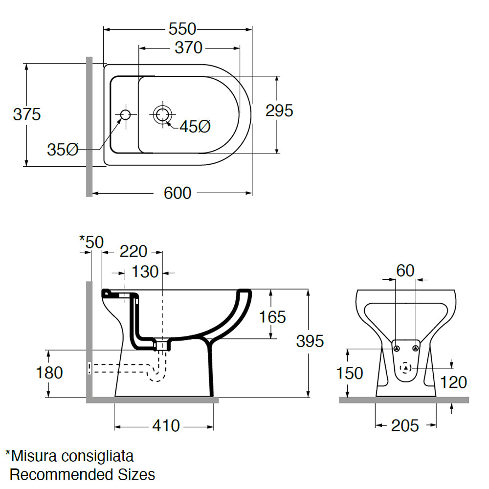 Sanitari con scarico a terra e sedile in poliestere Ceramica Azzurra modello 'Diana' cm 55 3