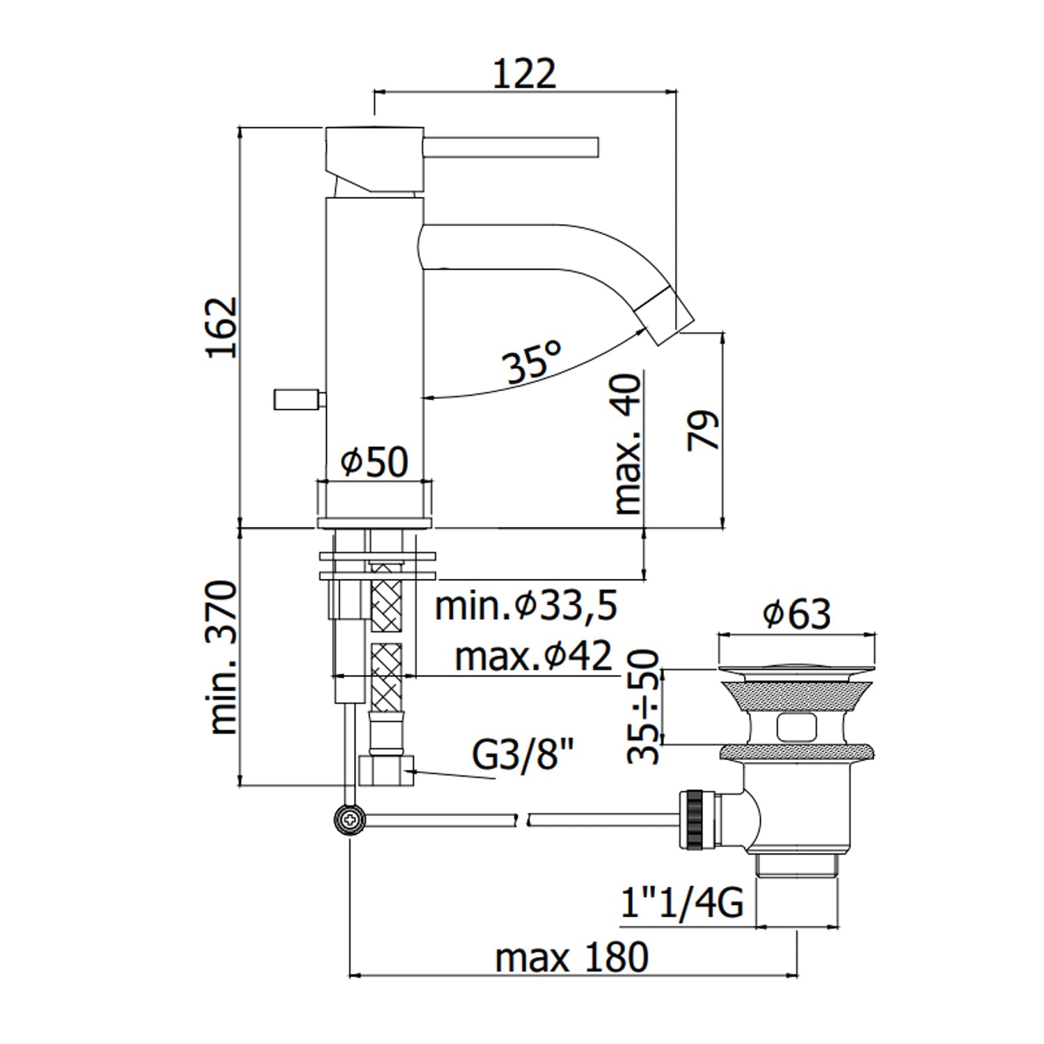  Miscelatore lavabo con scarico automatico Paffoni Light in ottone effetto satinato by CeramicStore | Lo specialista del tuo bagno