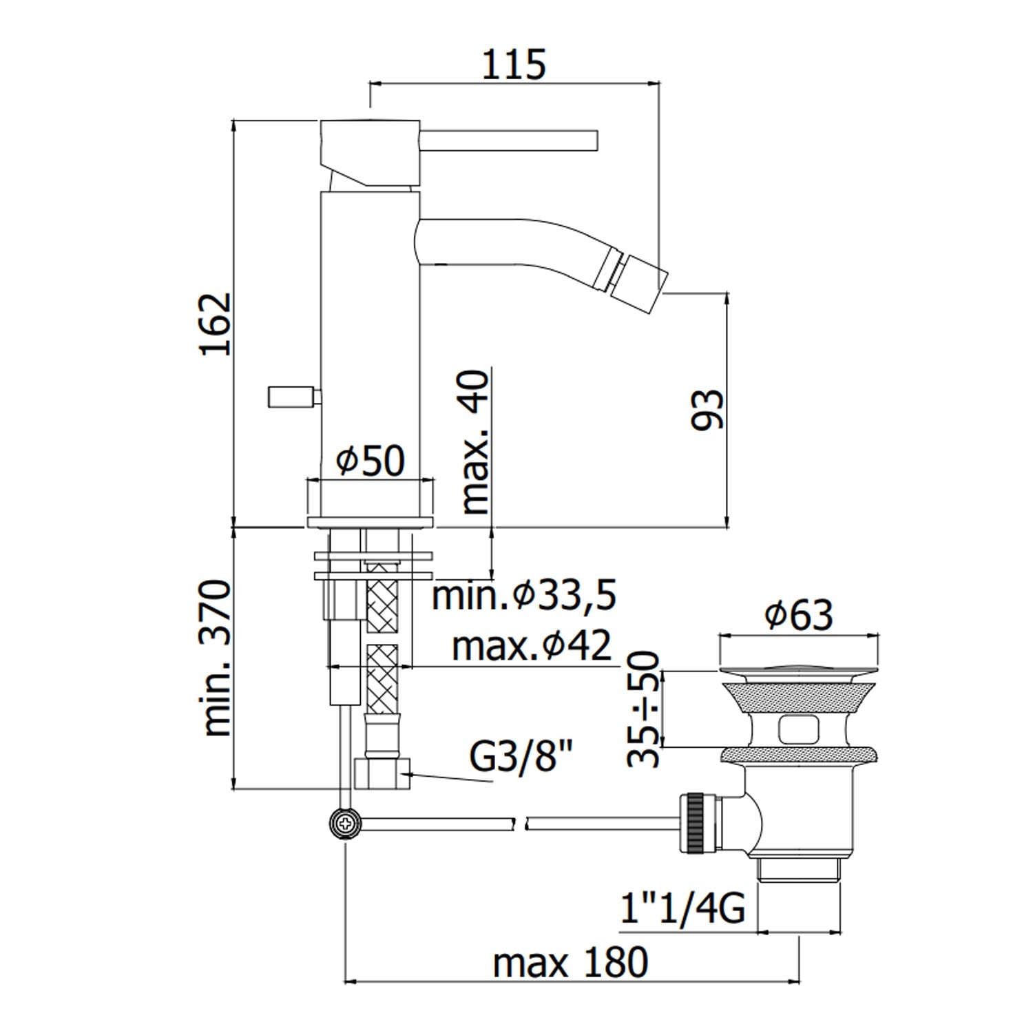  Miscelatore bidet con scarico automatico e saltello Paffoni Light ottone effetto satinato by CeramicStore | Lo specialista del tuo bagno