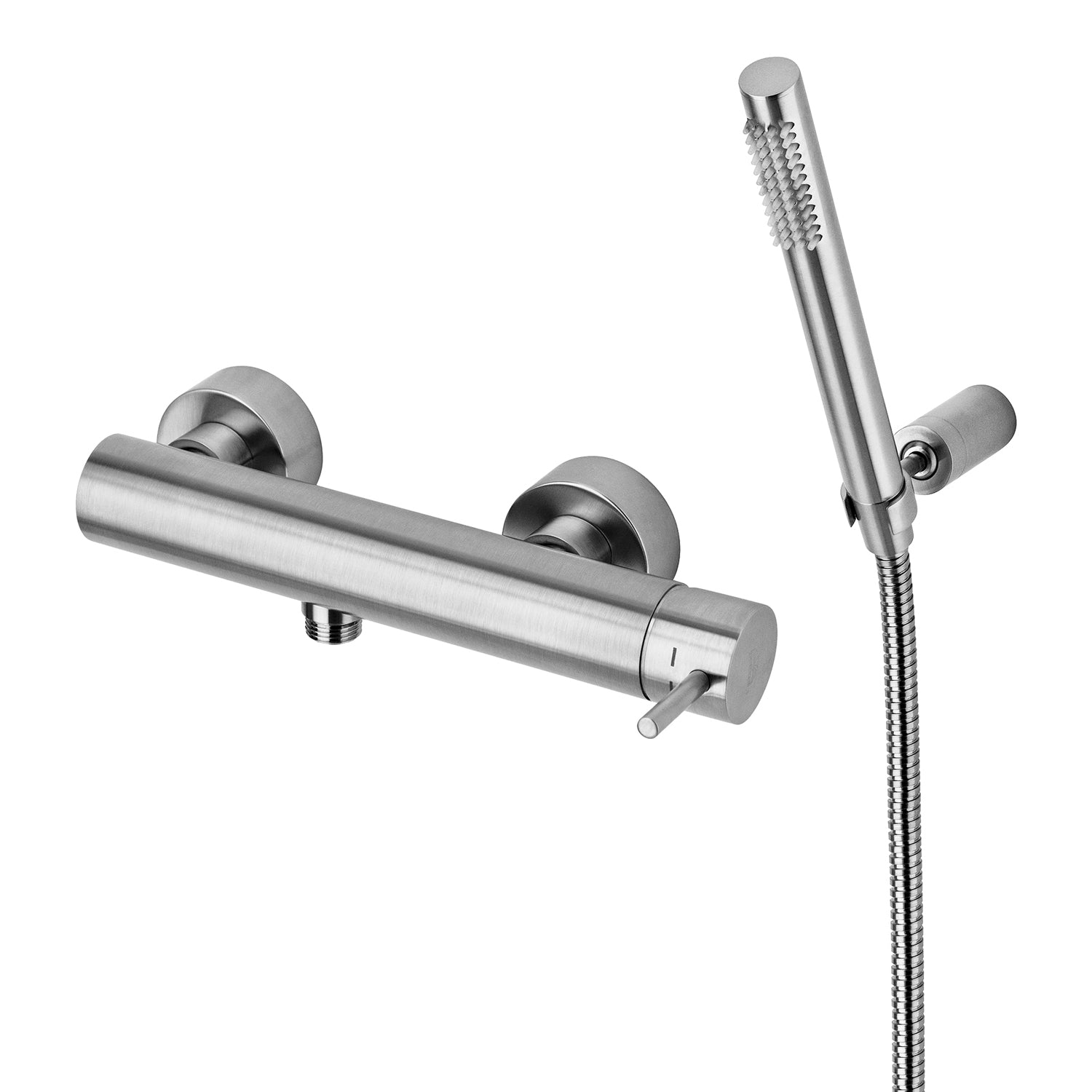 Miscelatore doccia esterno con supporto a muro e doccetta Paffoni Light Steel Looking by CeramicStore | Lo specialista del tuo bagno