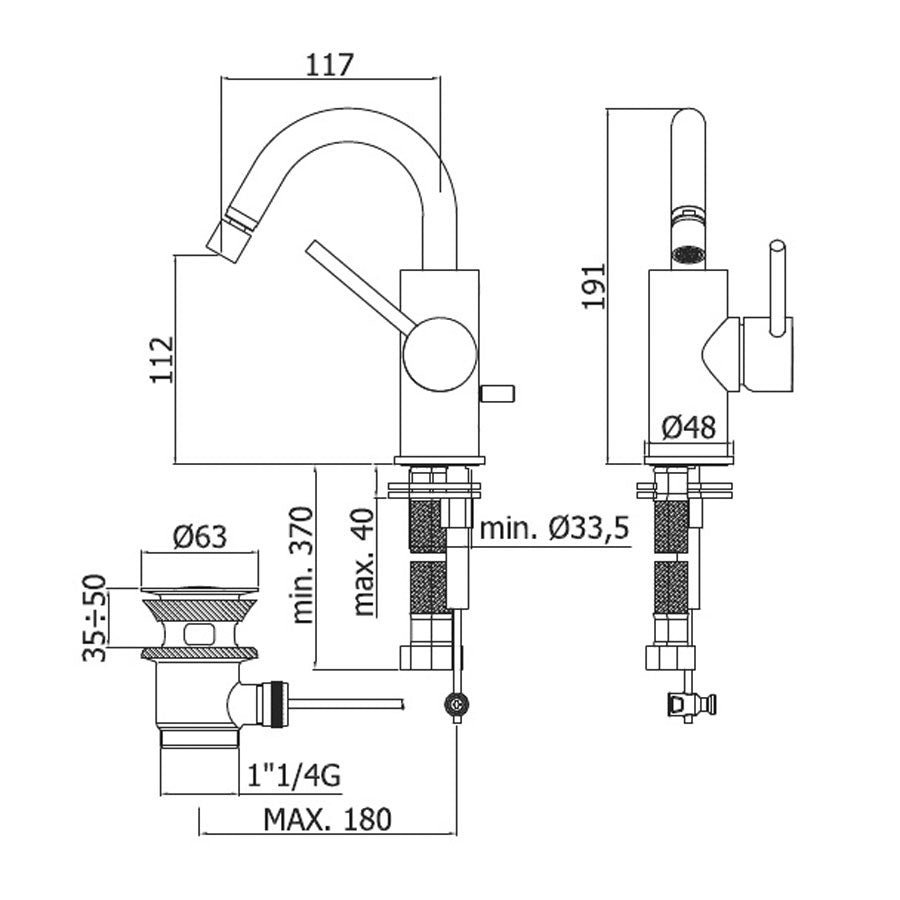  Miscelatore bidet in ottone senza scarico con canna orientabile Paffoni Light effetto satinato by CeramicStore | Lo specialista del tuo bagno