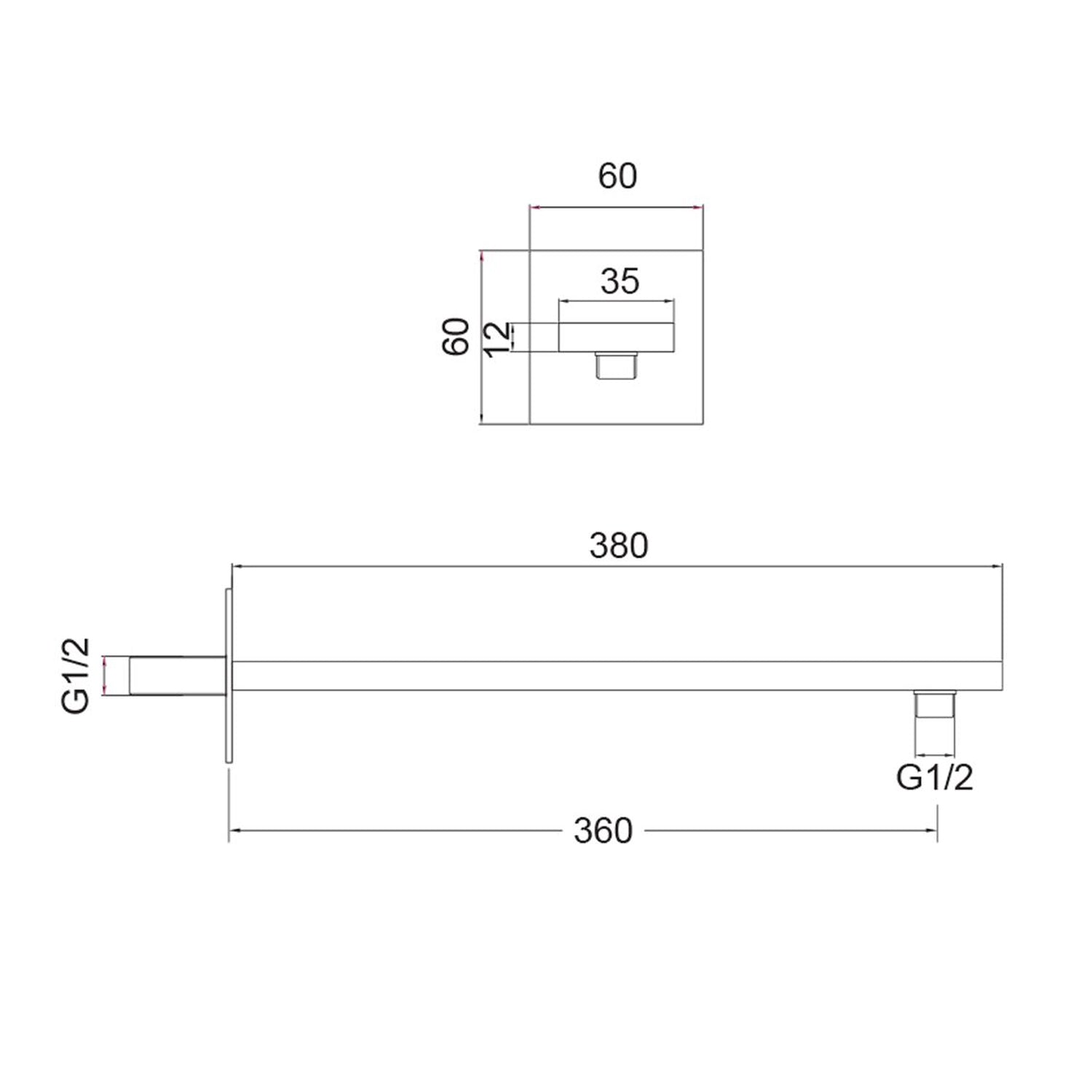 Braccio doccia rettangolare 35x12mm rame by CeramicStore | Lo specialista del tuo bagno