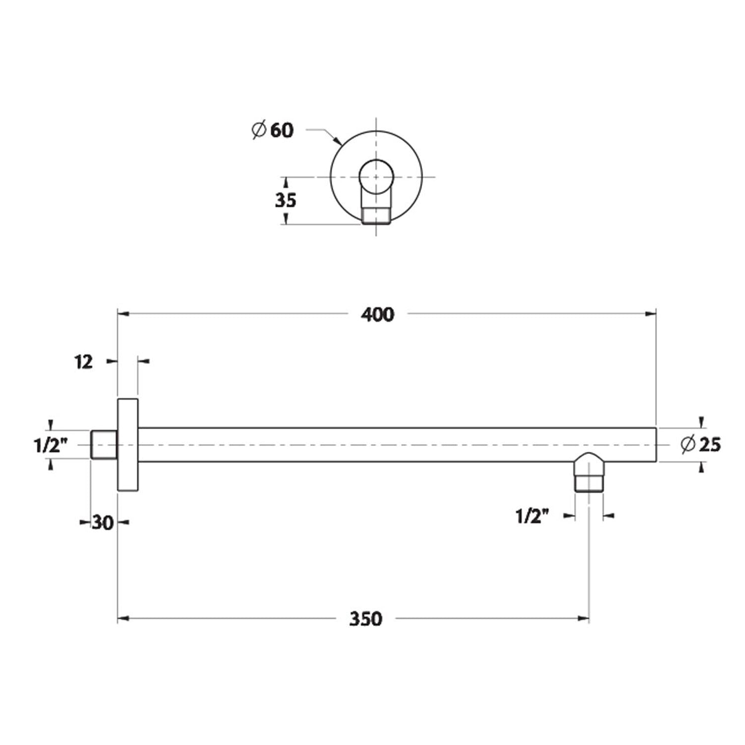  Braccio doccia lusso tondo diametro 25mm bronzo by CeramicStore | Lo specialista del tuo bagno