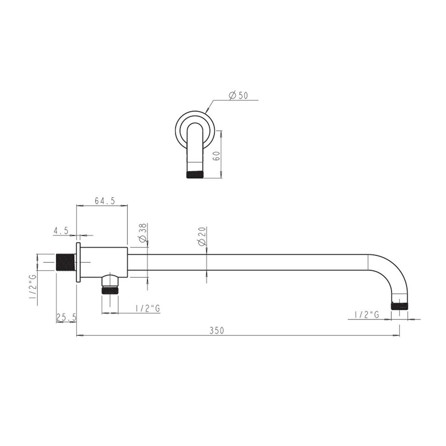  Braccio doccia diametro 20 mm con deviatore in ottone by CeramicStore | Lo specialista del tuo bagno
