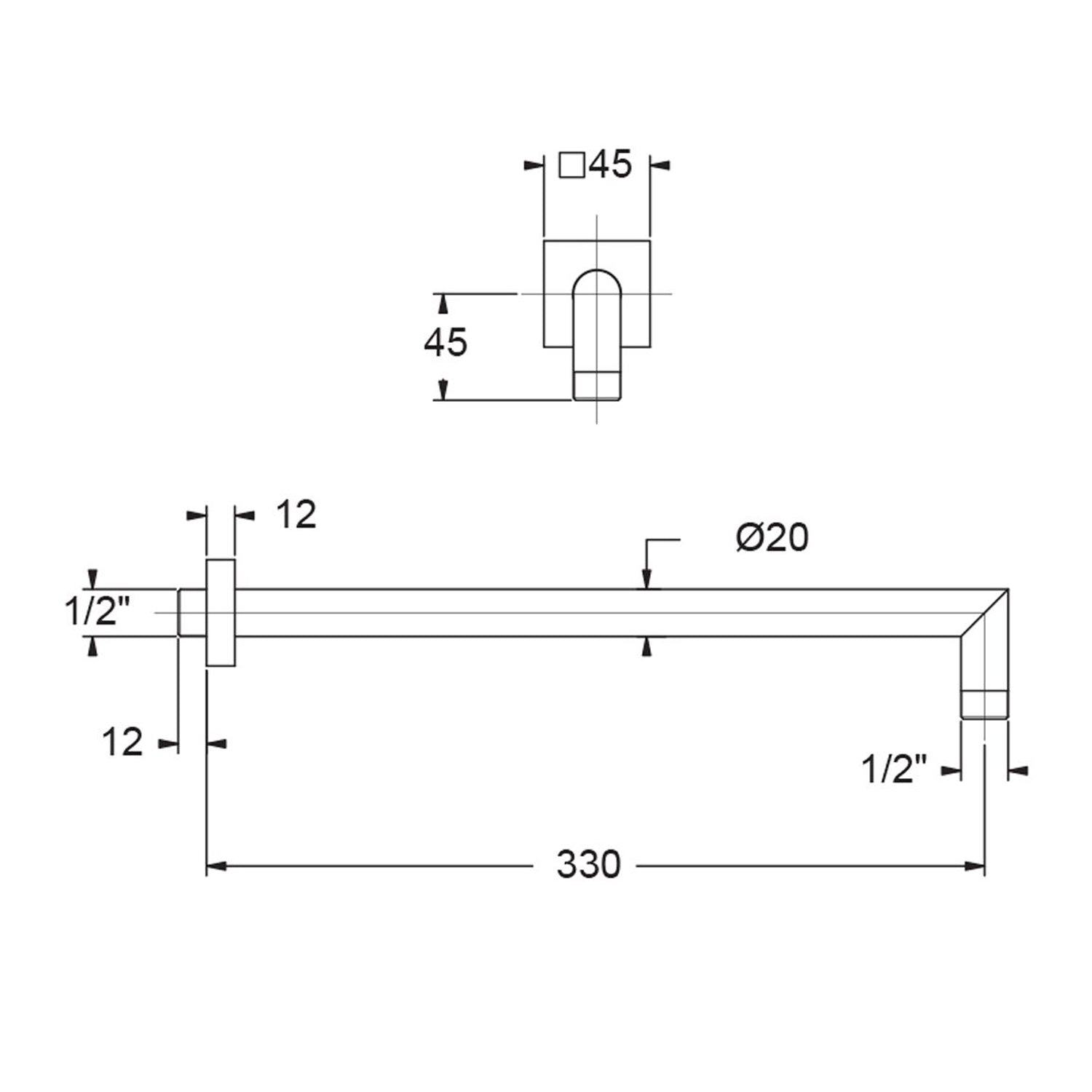  Braccio doccia tondo 20mm in ottone con rosone tondo by CeramicStore | Lo specialista del tuo bagno