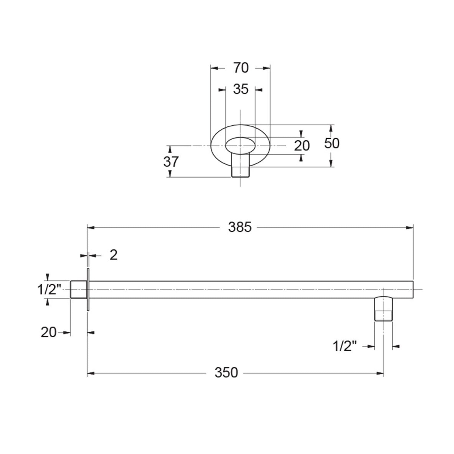  Braccio doccia lusso ovale in ottone lunghezza 350mm by CeramicStore | Lo specialista del tuo bagno
