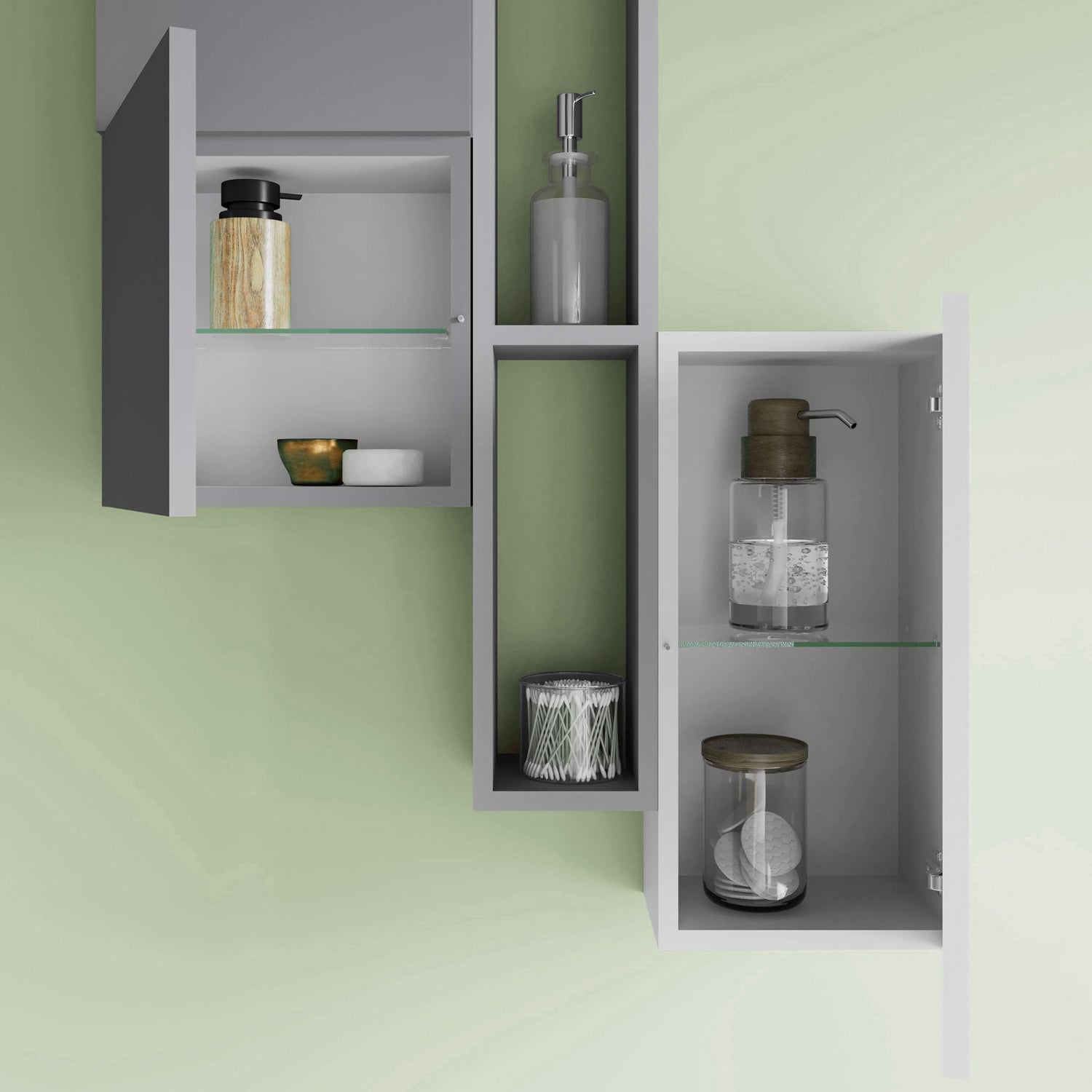  Mobile bagno con lavabo d'appoggio in ceramica e specchio cm 80 rovere fossile e bianco opaco- Cubi&Co modello Destiny 2 by CeramicStore | Lo specialista del tuo bagno