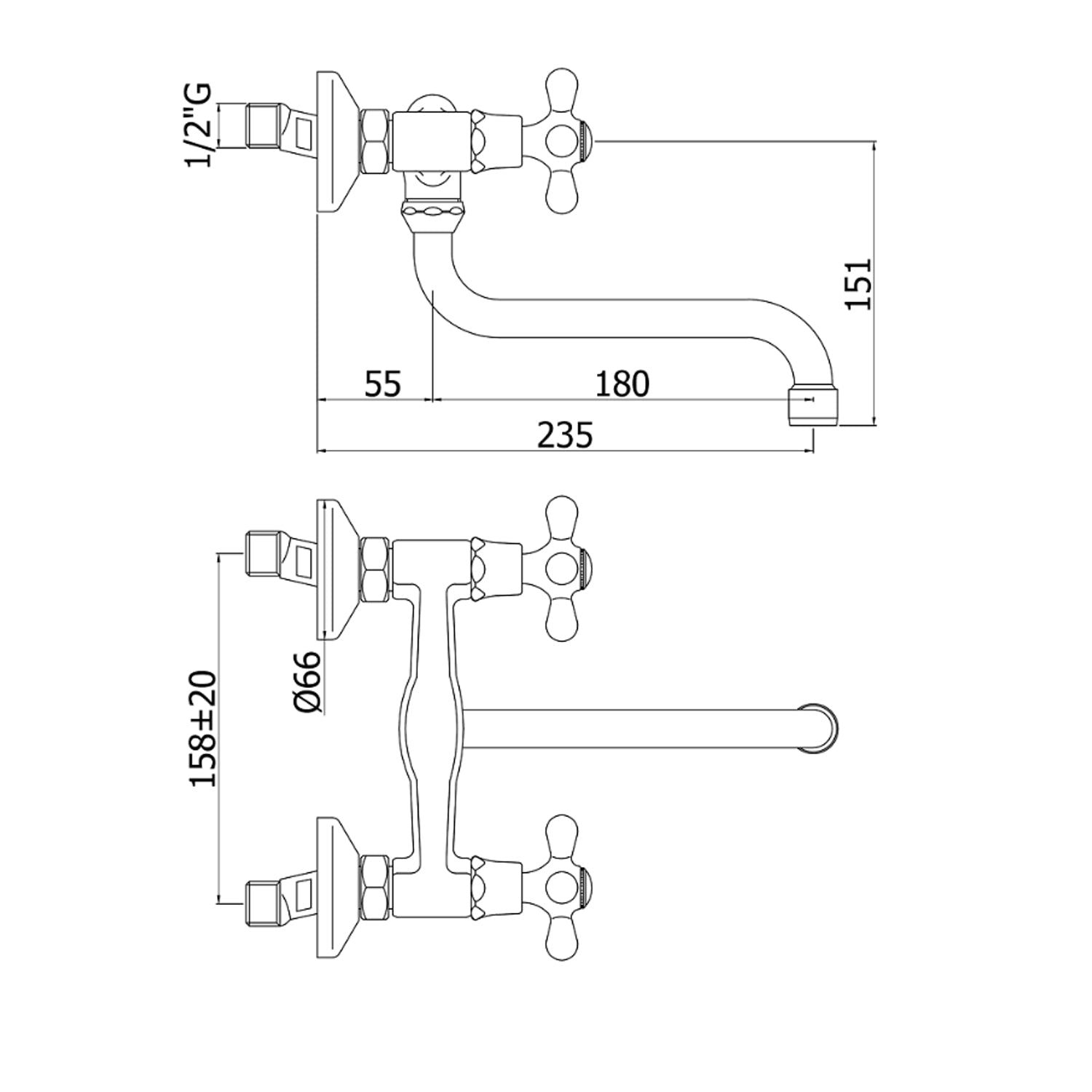  Gruppo lavello a doppia leva cucina a parete serie Iris modello IRV161CR Cromato Paffoni by CeramicStore | Lo specialista del tuo bagno